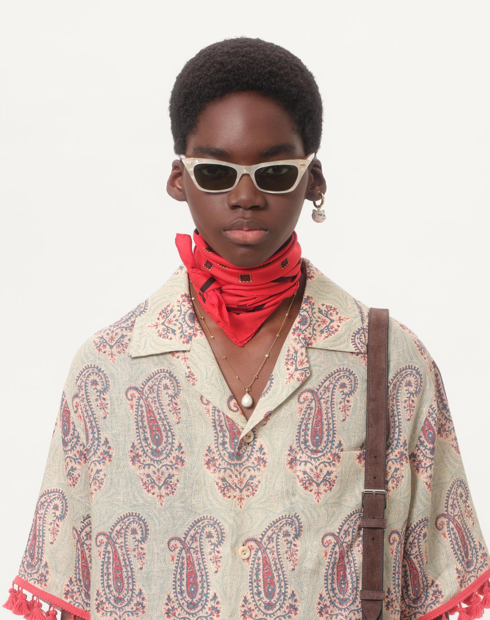 Lightweight Linen Bowling Shirt With Voyage Imaginaire Print Product Image