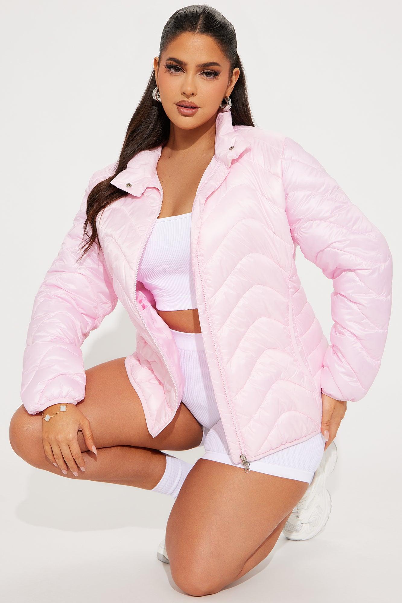 Sky High Quilted Lightweight Puffer Coat - Pink Product Image