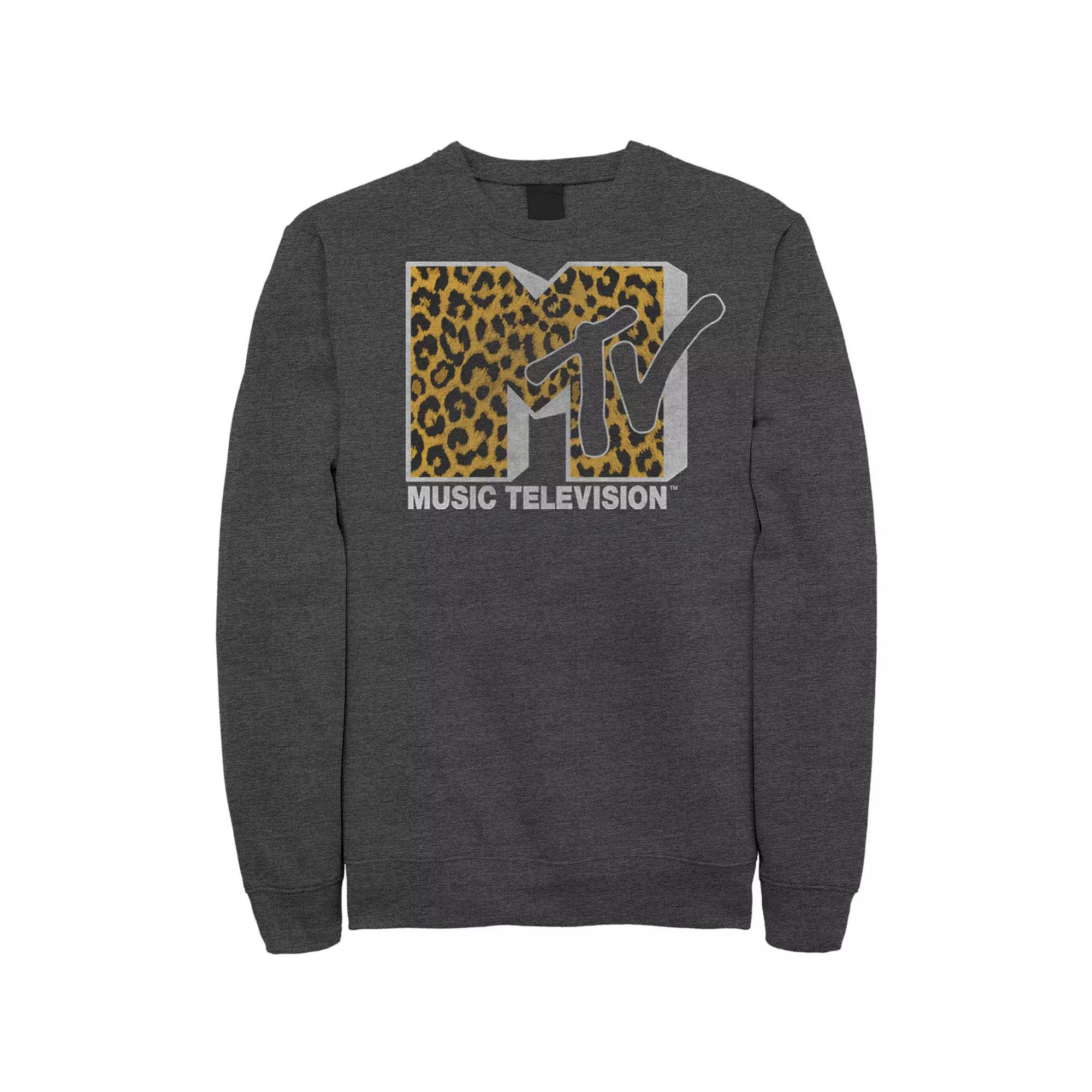 Men's MTV Logo Cheetah Print Sweatshirt,  Product Image