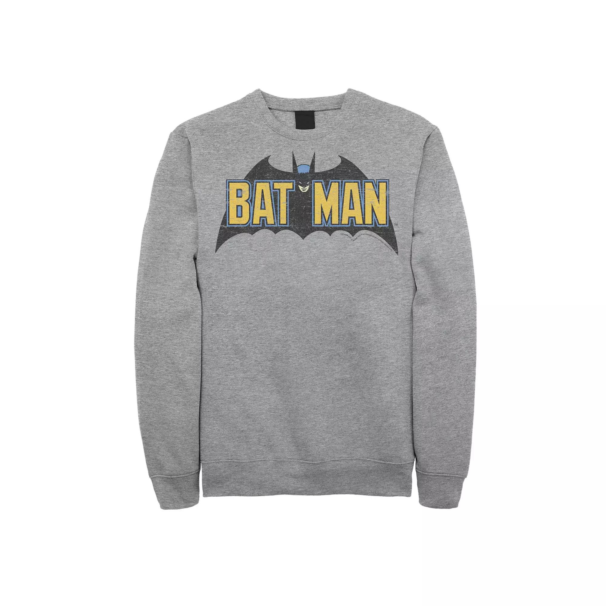 Men's DC Comics Batman Distressed Vintage Text Logo Sweatshirt,  Product Image