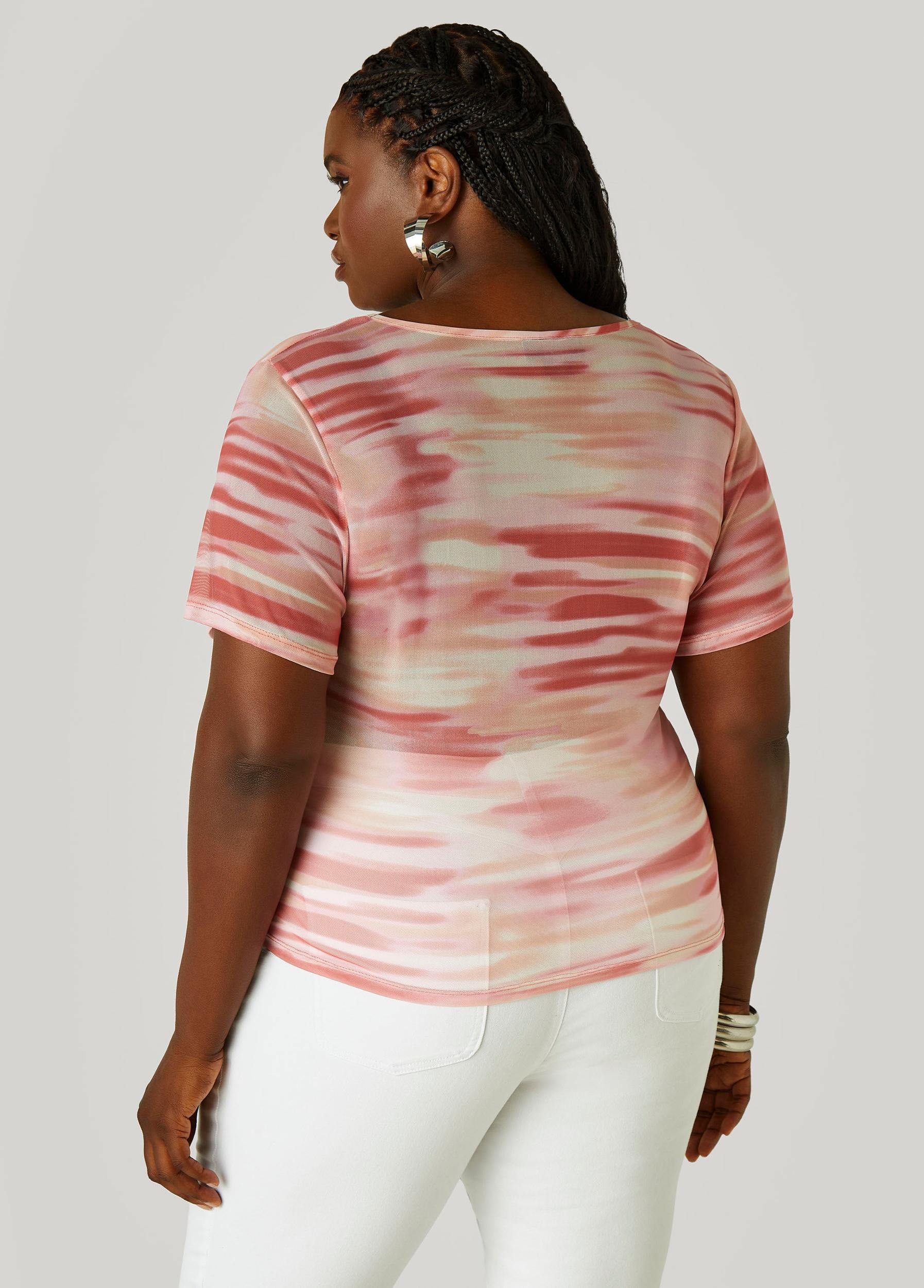 Plus Size Abstract Mesh Tee Ashley Stewart Product Image
