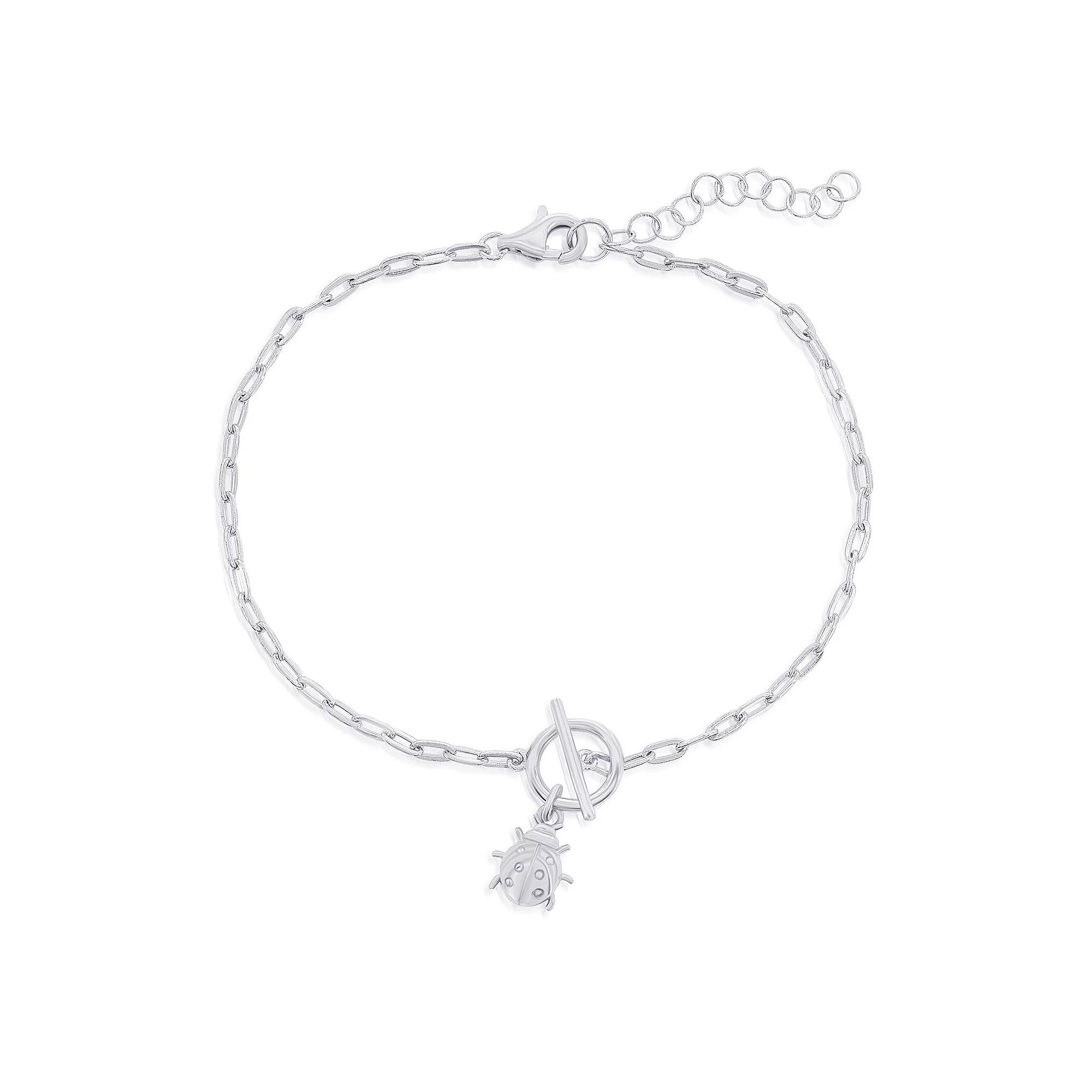 Argento Bella Ladybug Charm Paper Clip Chain Toggle Bracelet, Women's, Size: 6.5-7.5"AD, Sterling Silver Product Image