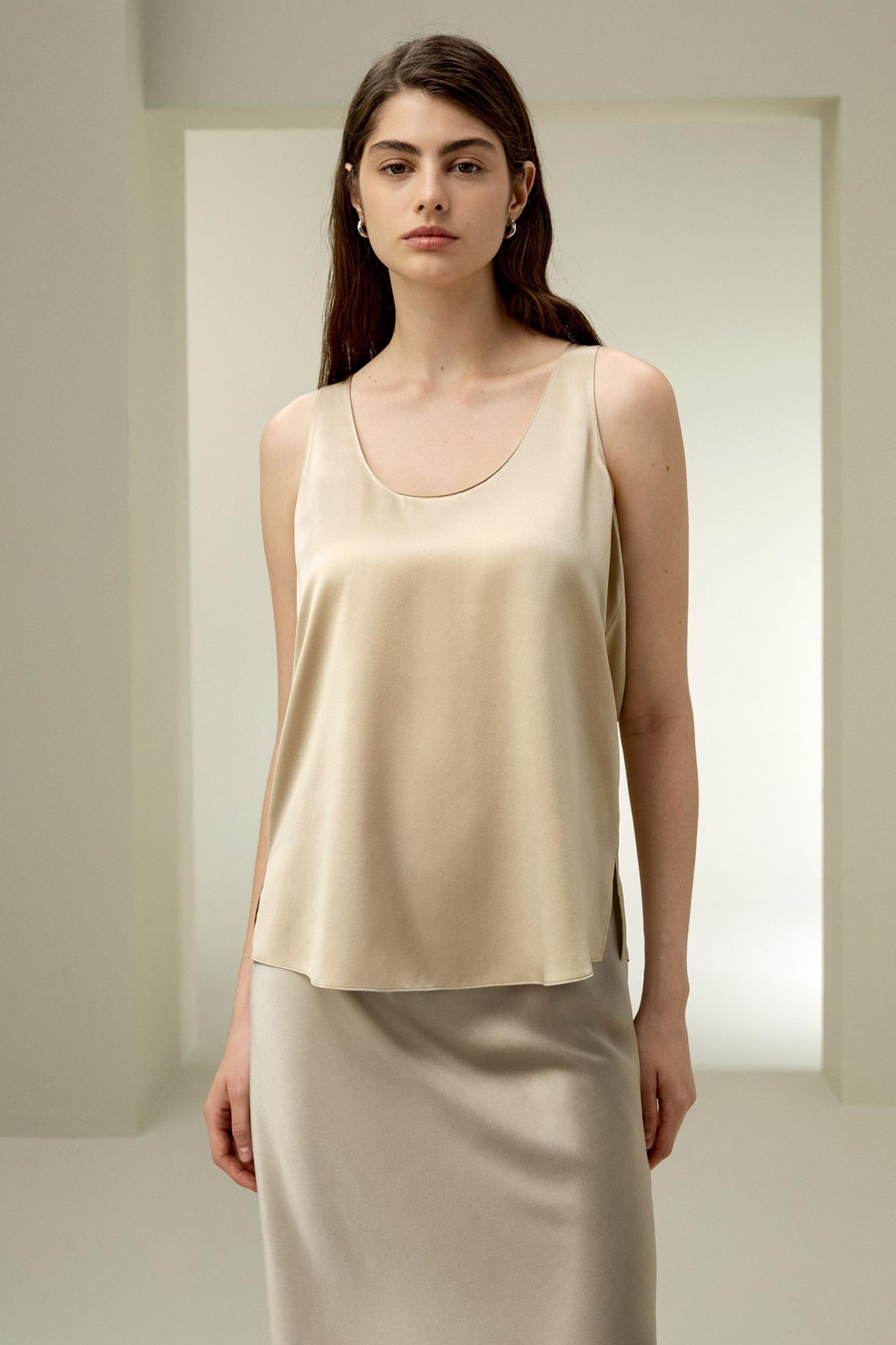 LILYSILK Silk Tank - Womens - Natural White Pure Silk - Cool A-Line Camisole XL Product Image