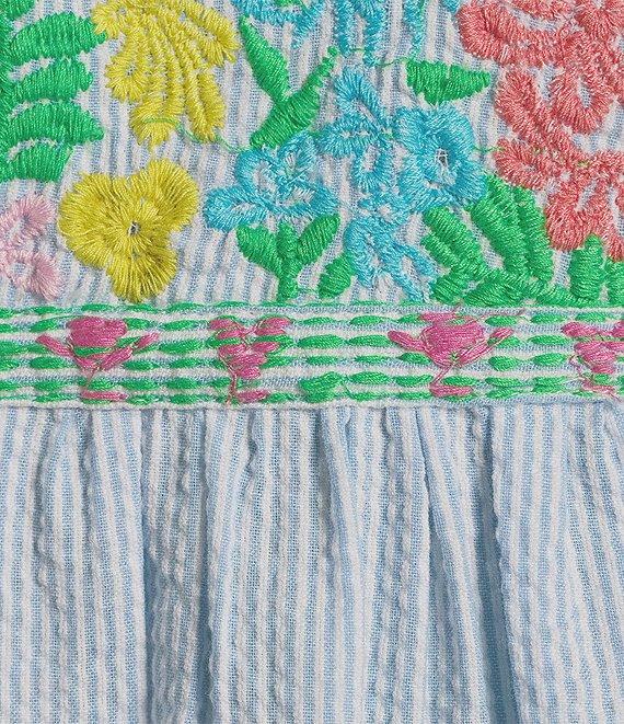 Tru Luxe Jeans Embroidered Split V-Neck 3/4 Sleeve Popover Top Product Image