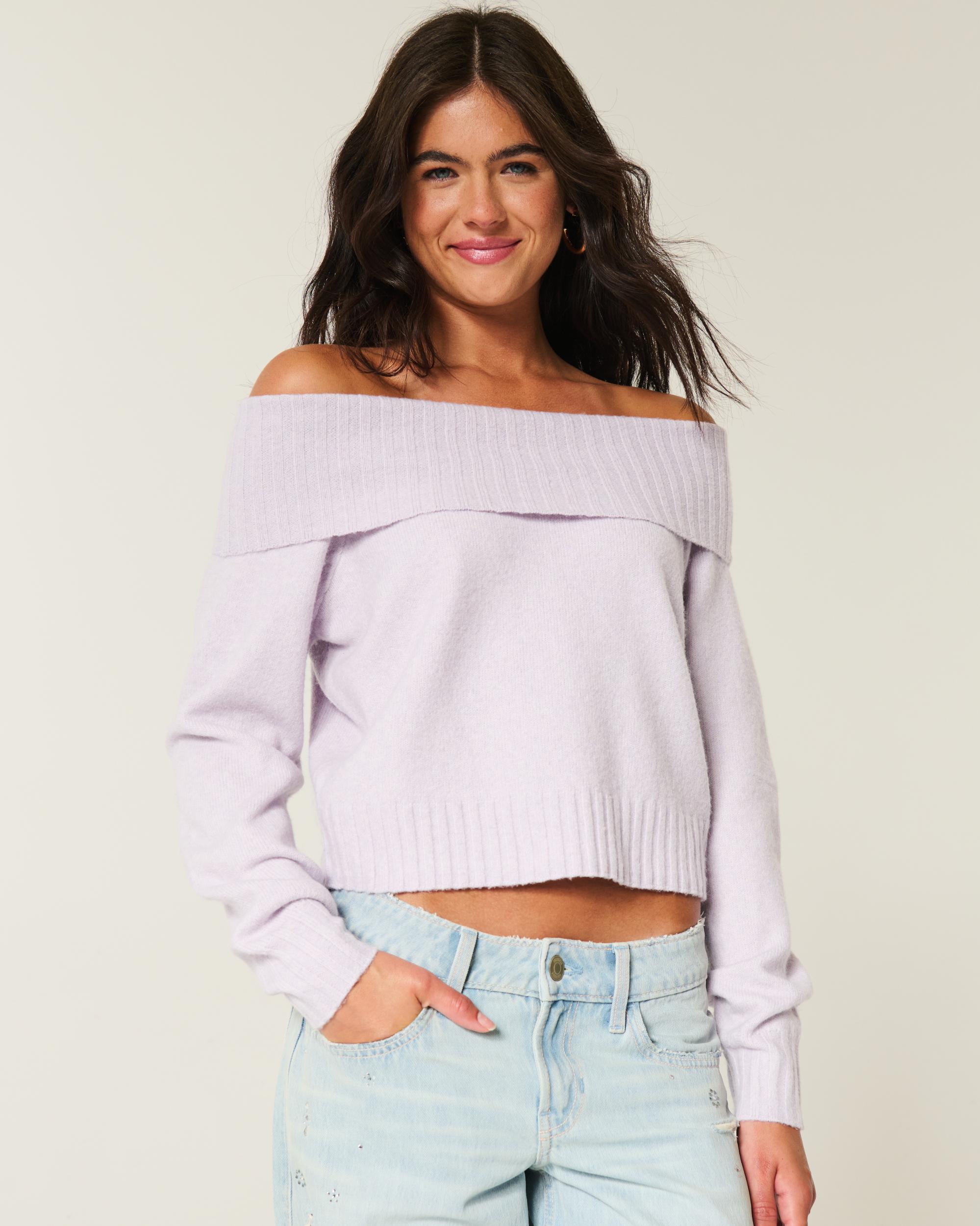 Hollister Comfy Cloud Foldover Off-the-Shoulder Sweater Product Image