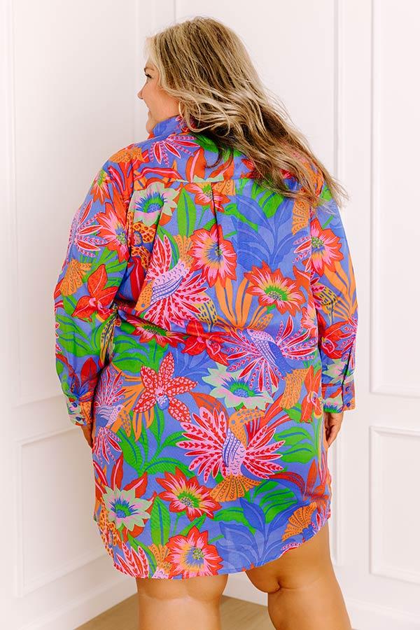 Tropic Allure Floral Button Down Mini Dress Curves Product Image