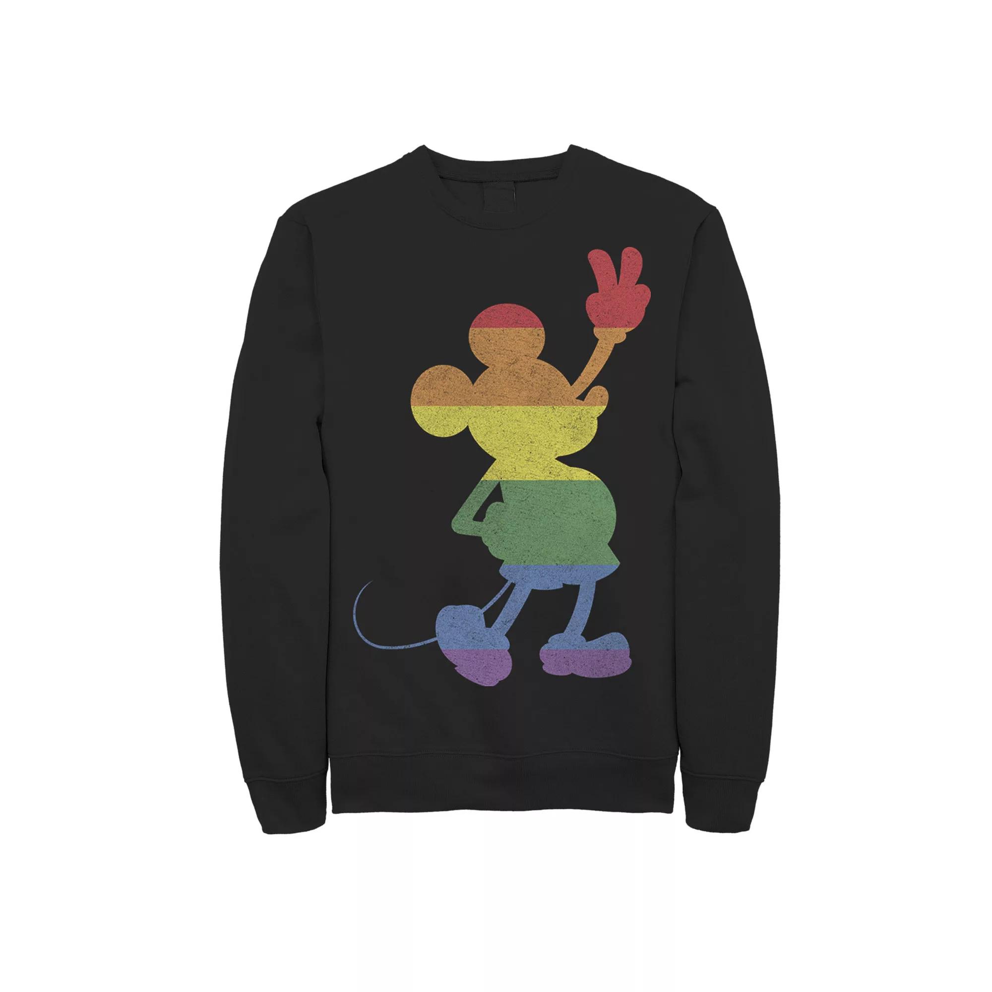 Disney's Mickey Mouse Rainbow Stripe Silhouette Men's Fleece Sweatshirt,  Product Image