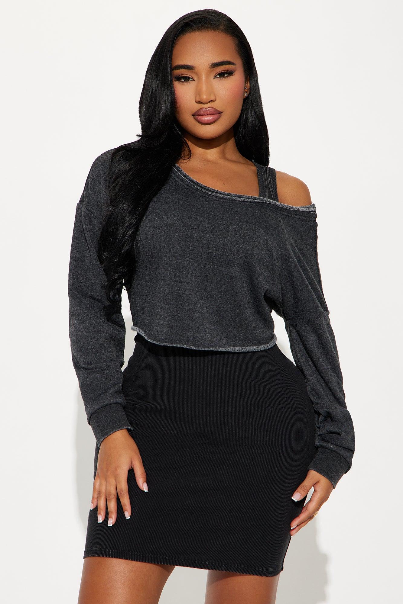 Perfect Day For A Mini Dress Set - Charcoal Product Image