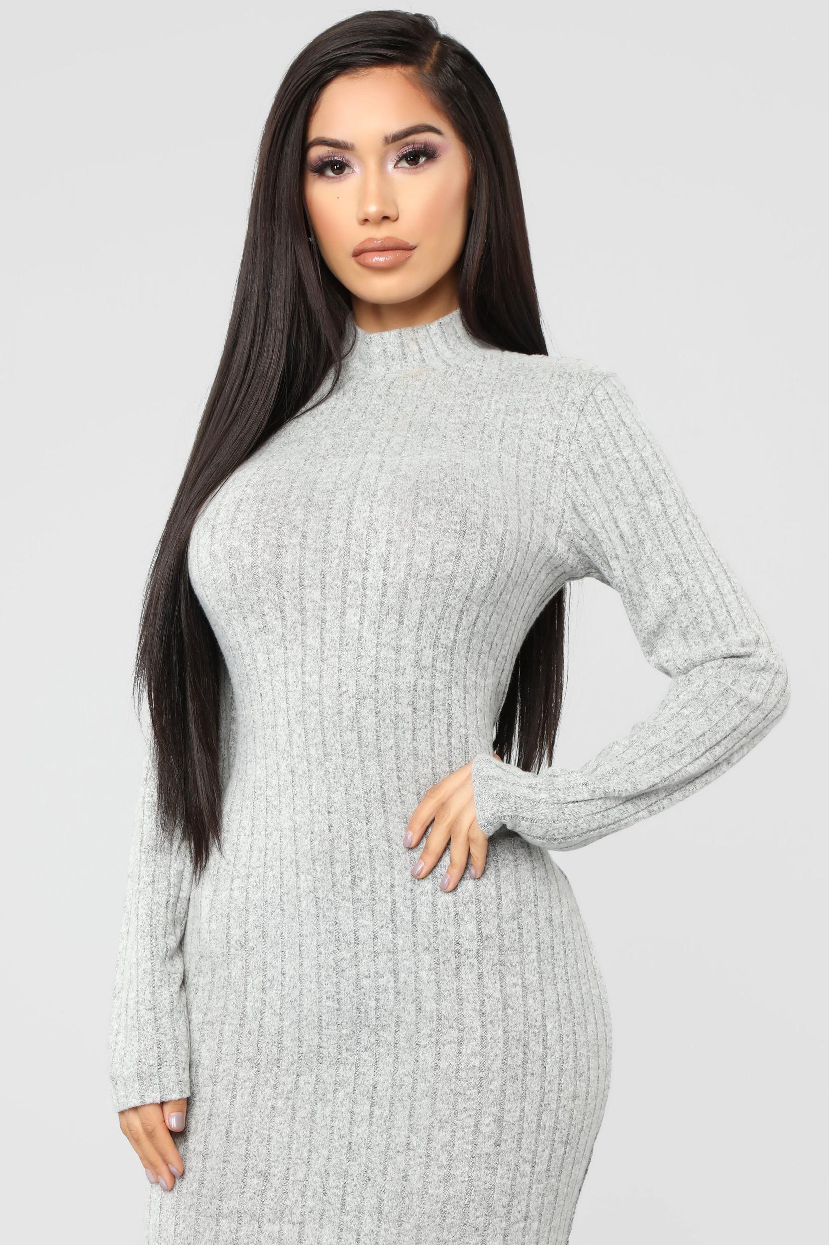 Not Over You Yet Sweater Dress - Heather Grey Female Product Image