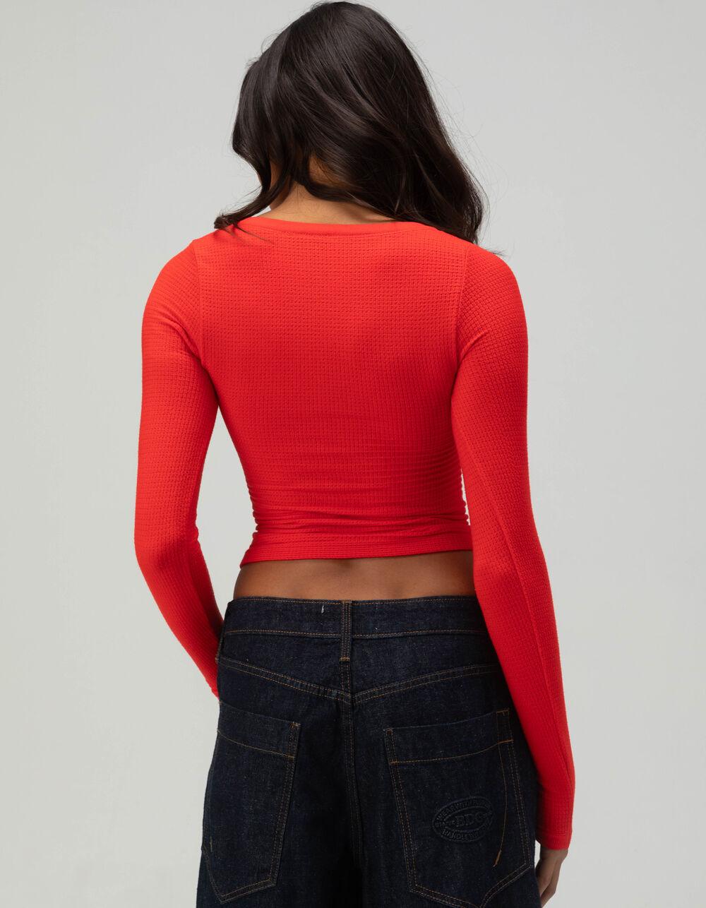 BDG Urban Outfitters Knockout Womens Lace Up Top - BURGUNDY Product Image