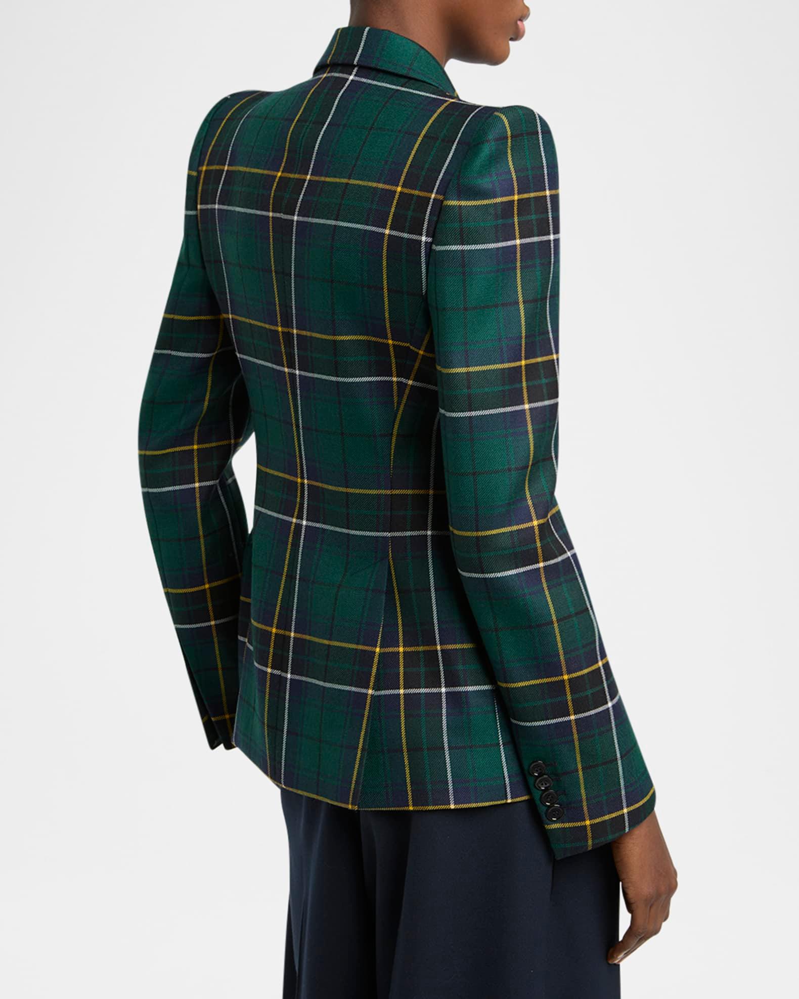 Tartan Single-Breasted Blazer Jacket Product Image
