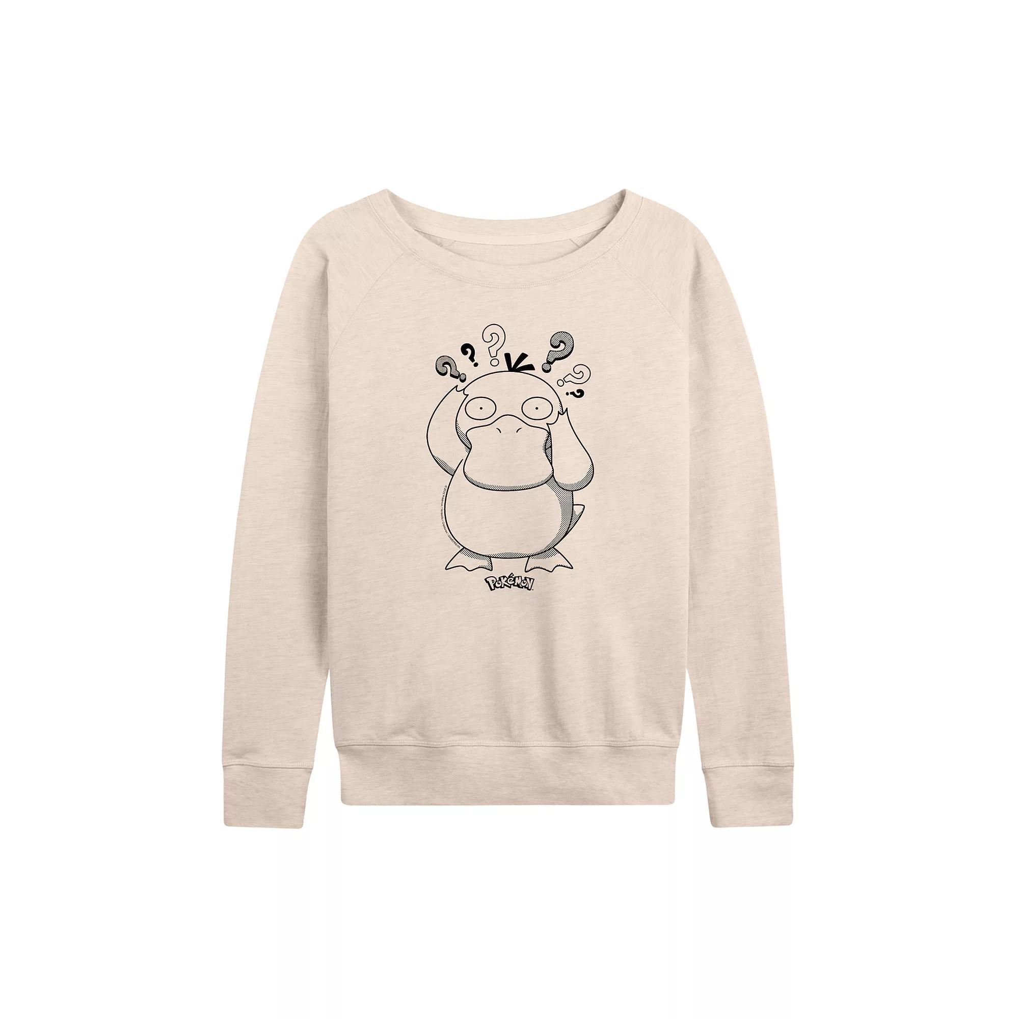 Women's Pokemon Psyduck Pattern French Terry Long Sleeve Tee,  Product Image