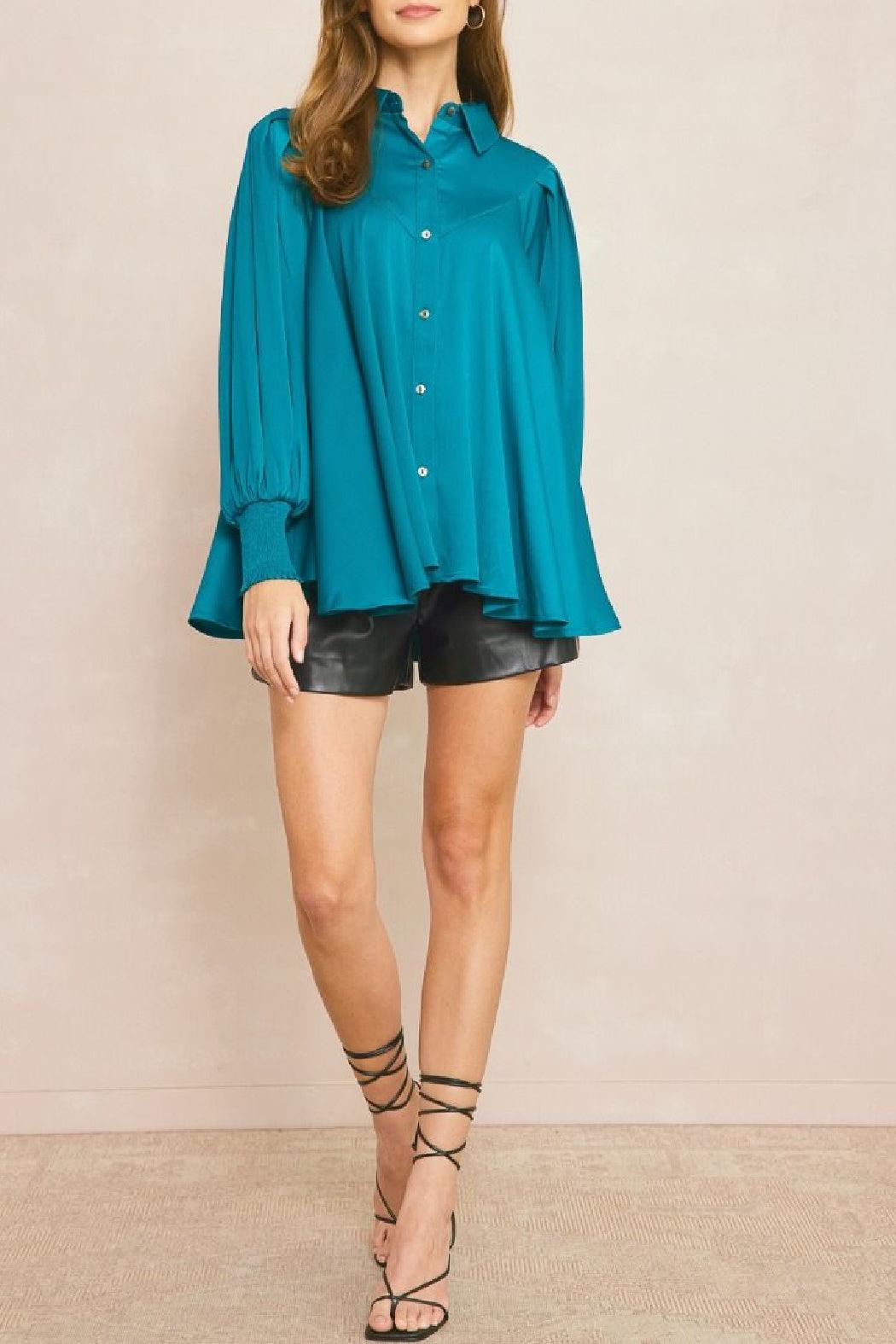 Collared Flowy Blouse Product Image