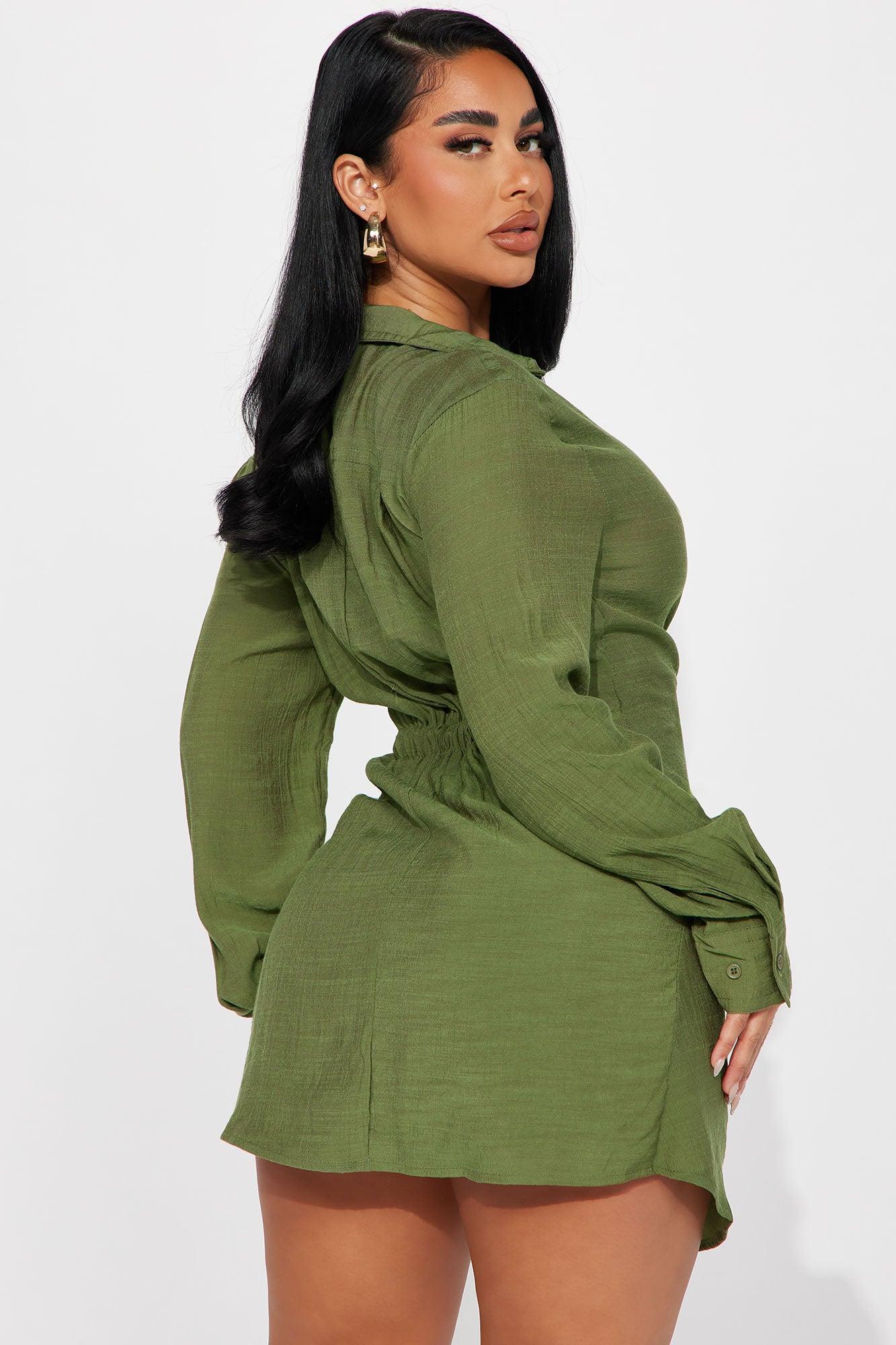 Autumn Nights Mini Dress - Green Product Image
