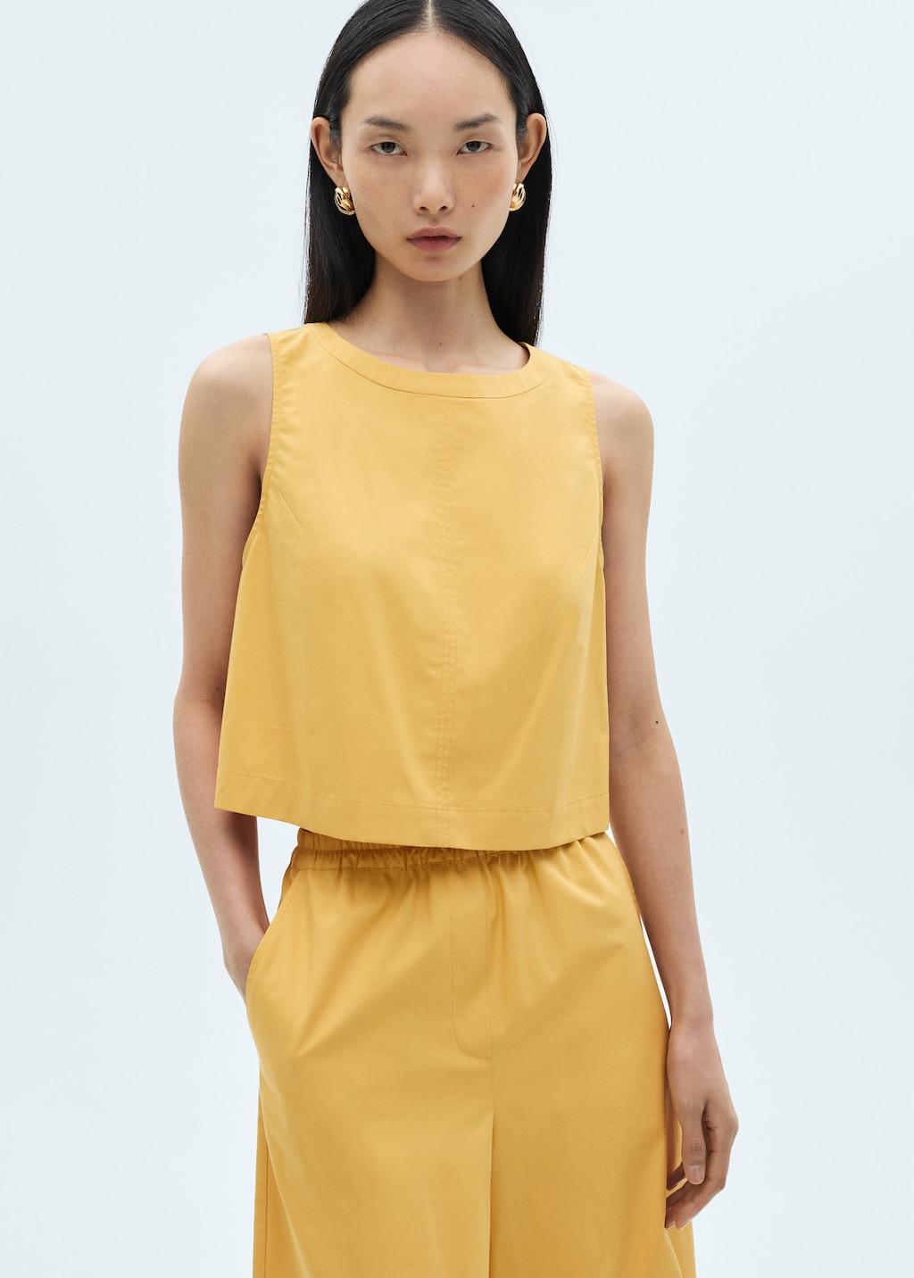 Cotton crop top - Women | MANGO USA Product Image