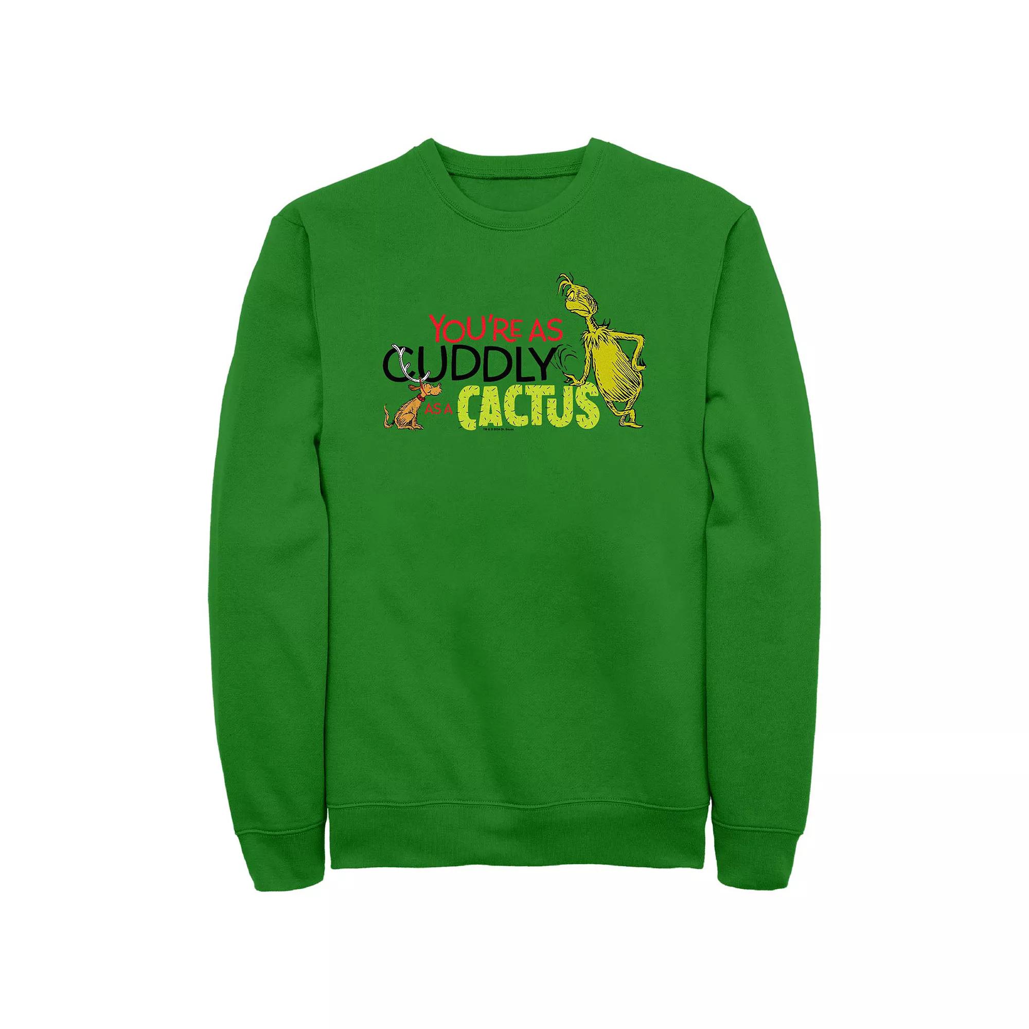 Big & Tall Dr. Seuss Grinch Cuddly As A Cactus Graphic Fleece, Men's, Size: XL, Kelly Product Image