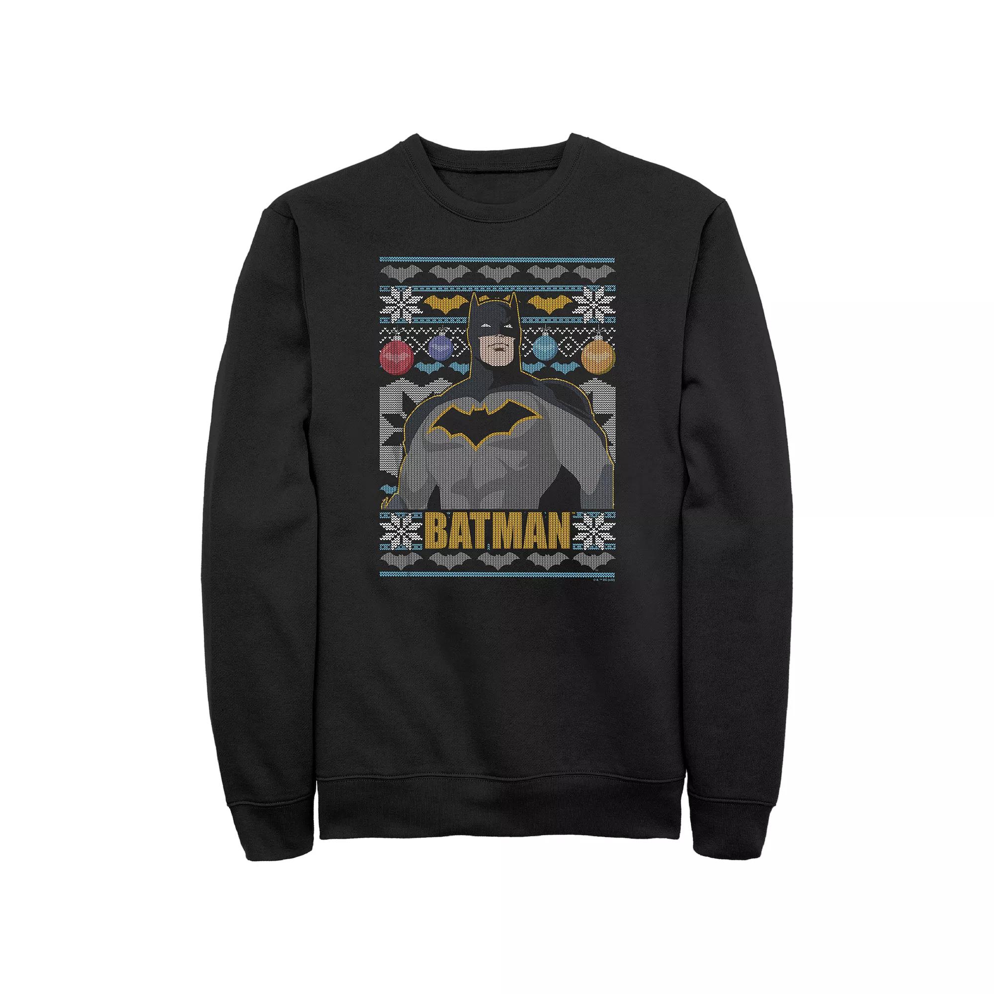 Big & Tall Batman Christmas Sweater Graphic Tee, Men's,  Product Image