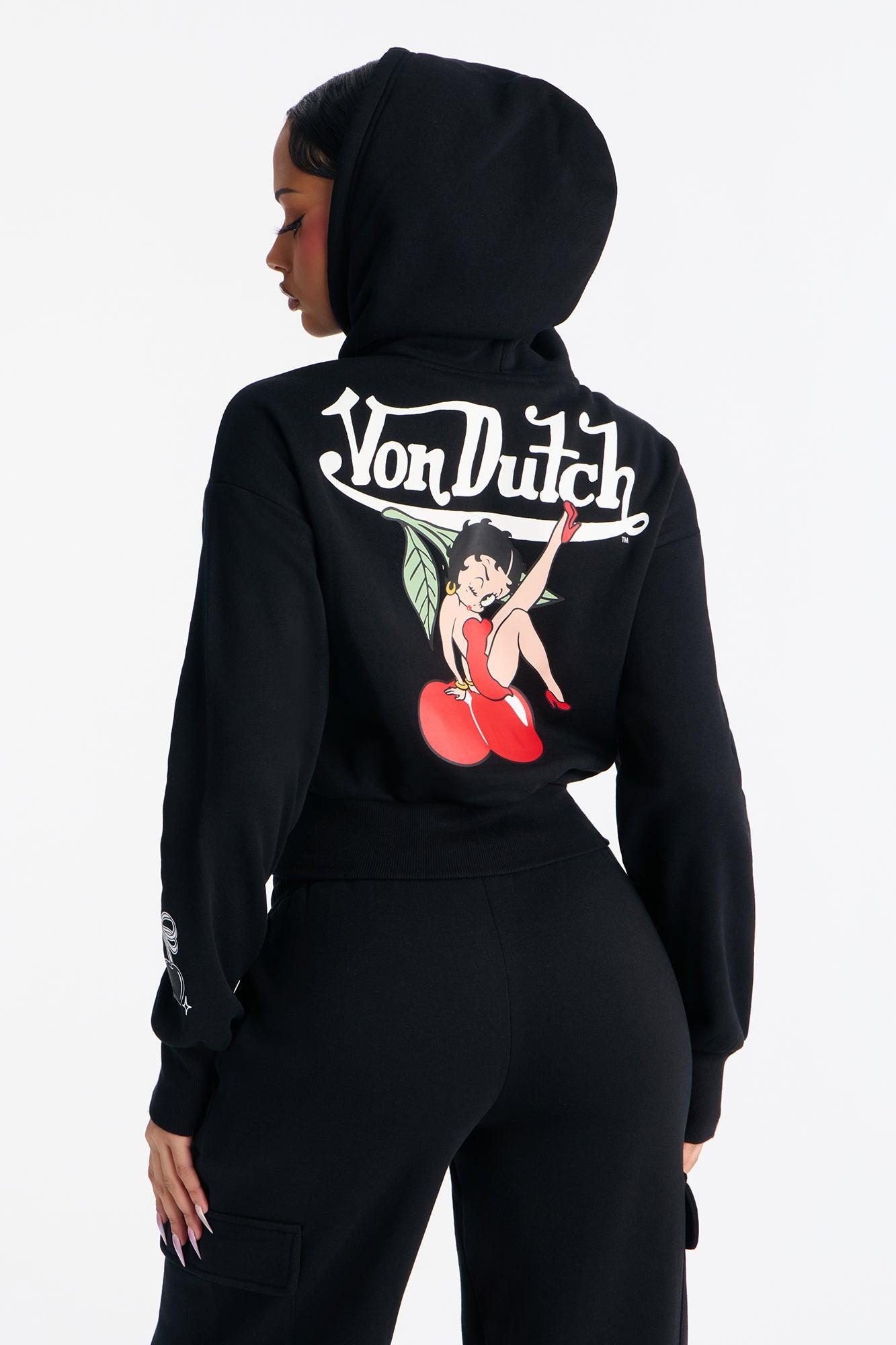 Von Dutch x Betty Boop Fleece Sweet Face Sweatshirt Zip-Up - Black Female Product Image