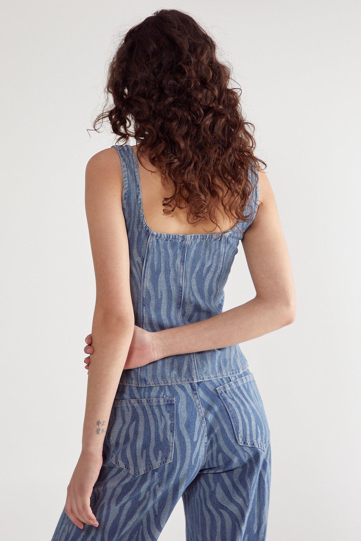 Zebra Denim Corset Top Product Image