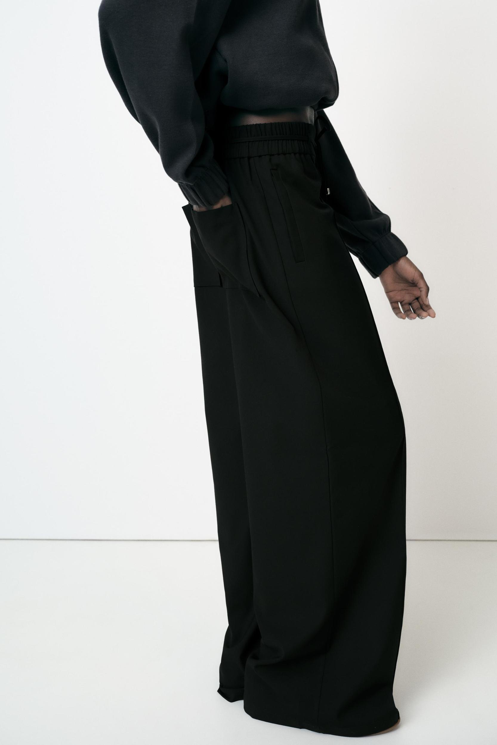 ELASTIC WAIST WIDE LEG PANTS Product Image