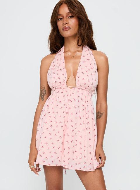Saddler Mini Dress Pink Floral Product Image