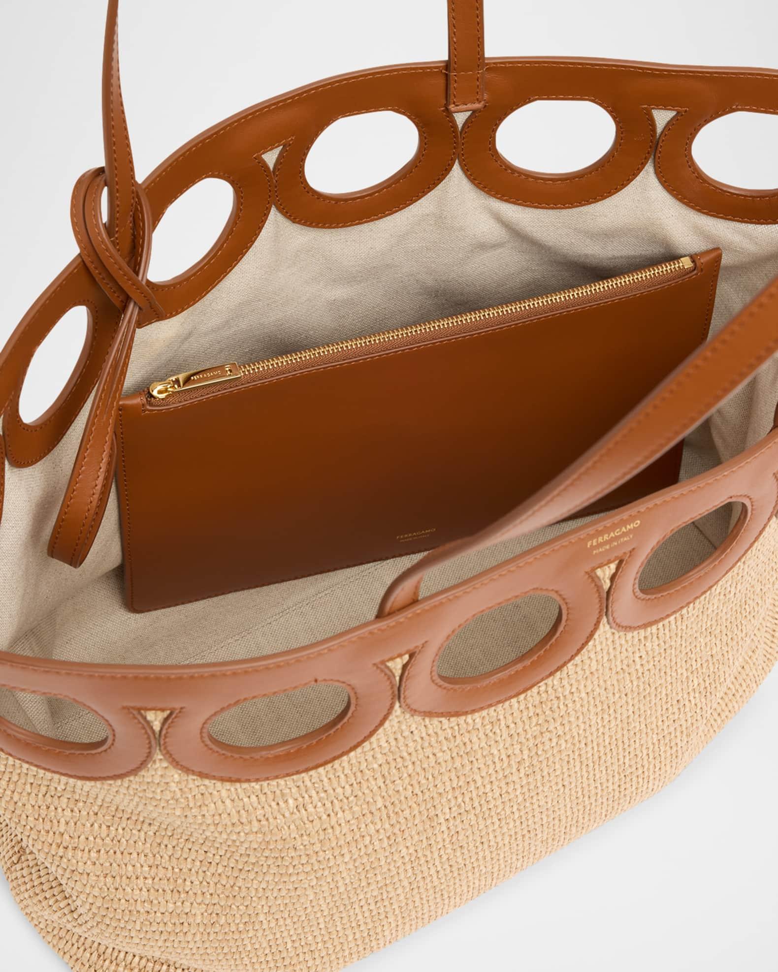 Gancini Frame Raffia Tote Bag Product Image