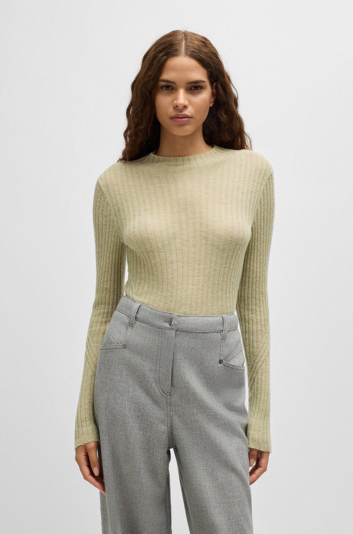 Wool-blend slim-fit sweater with side slits Product Image