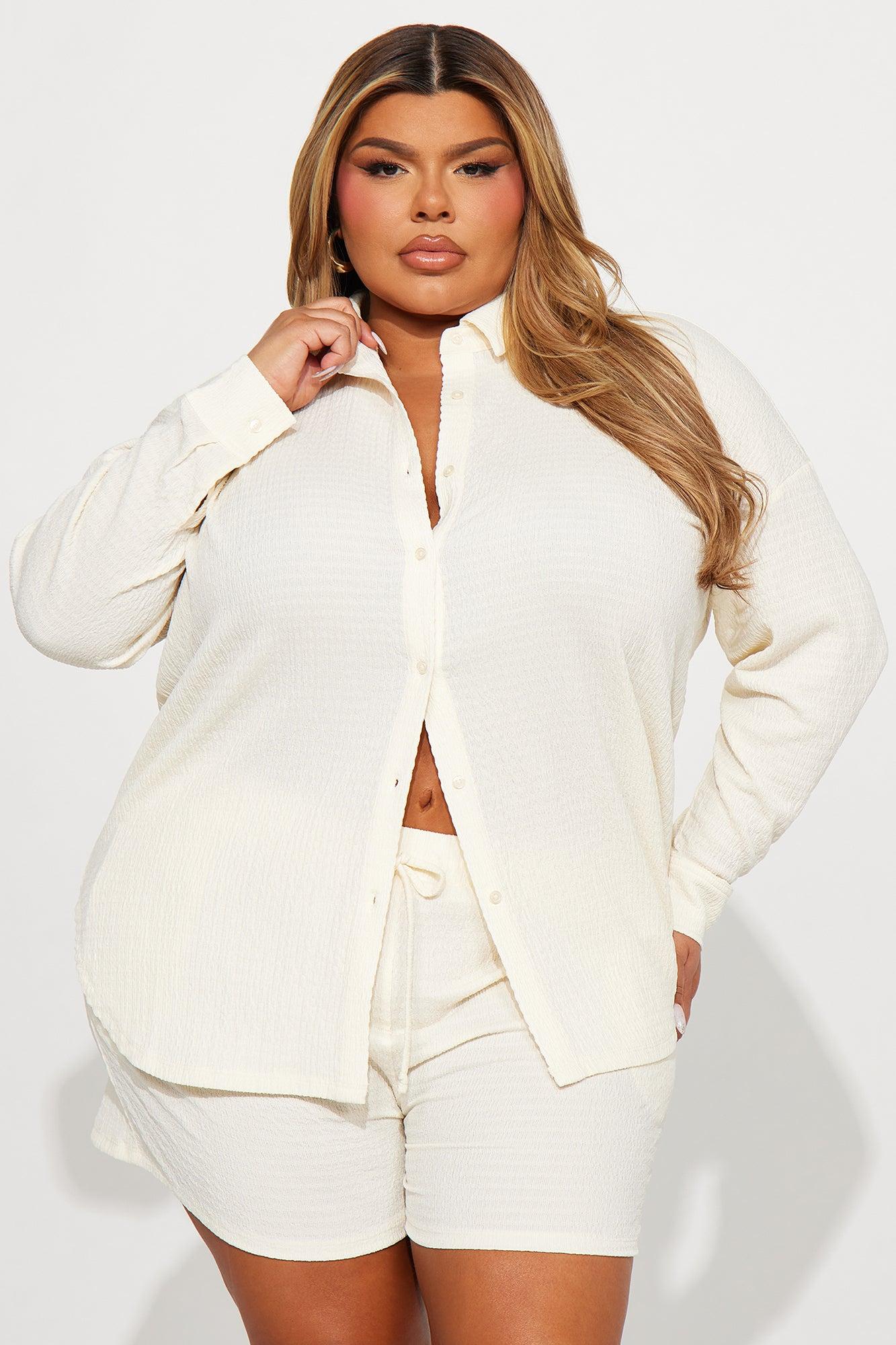 Bethany Textured Short Set - Cream Product Image