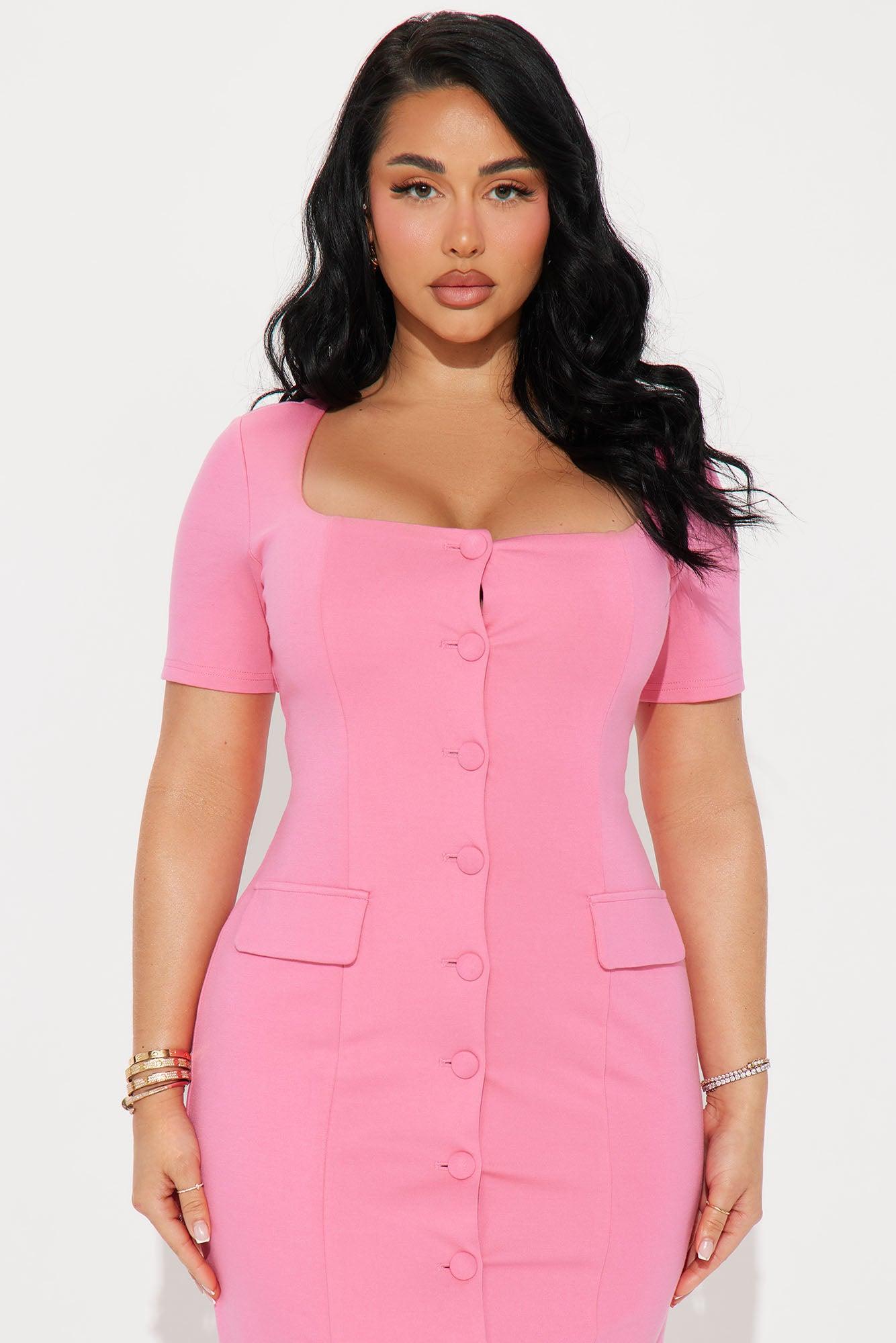 The Velina Ponte Midi Dress - Pink Product Image