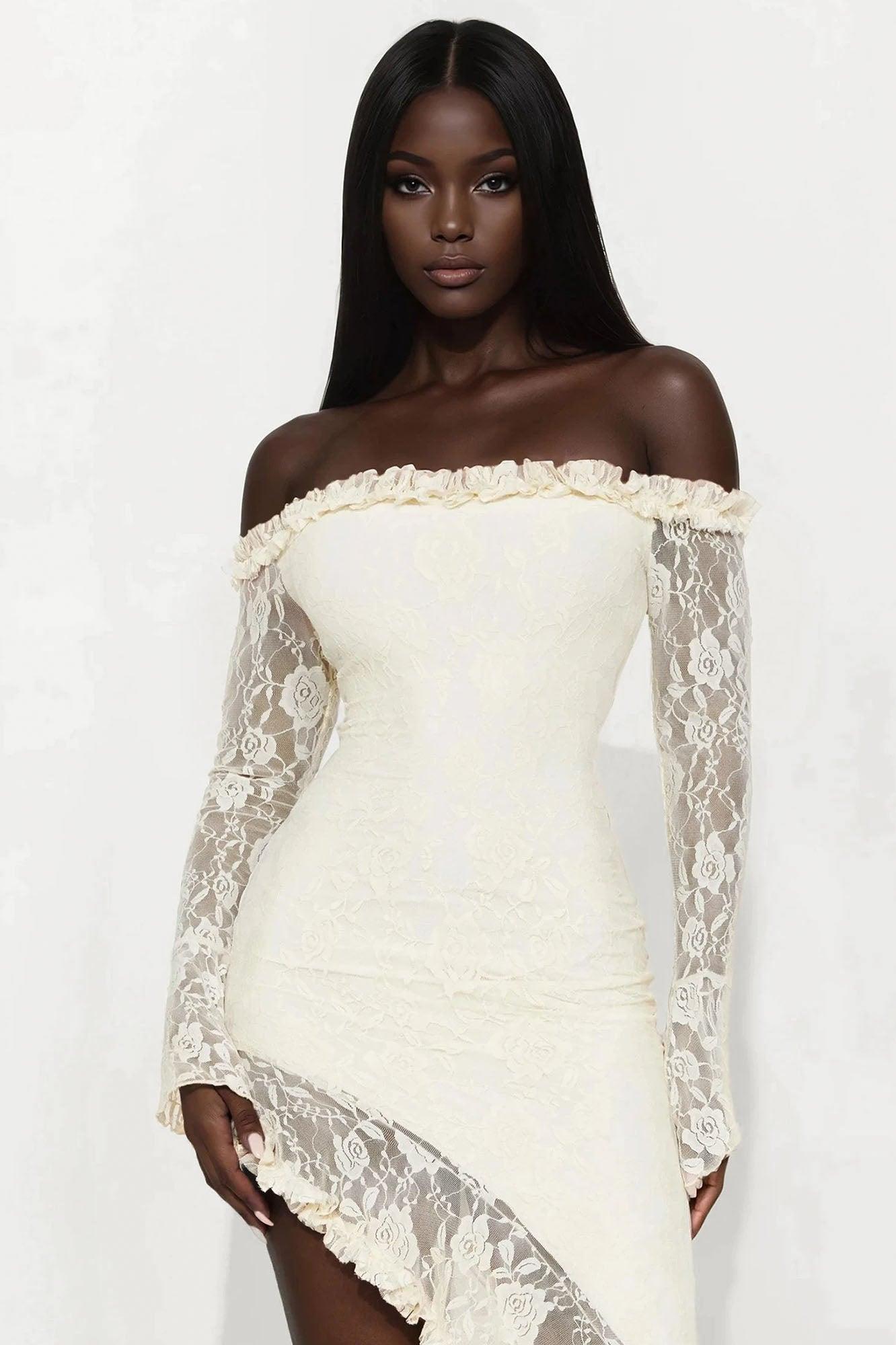 On Cloud 9 Lace Maxi Dress - Cream Female Product Image