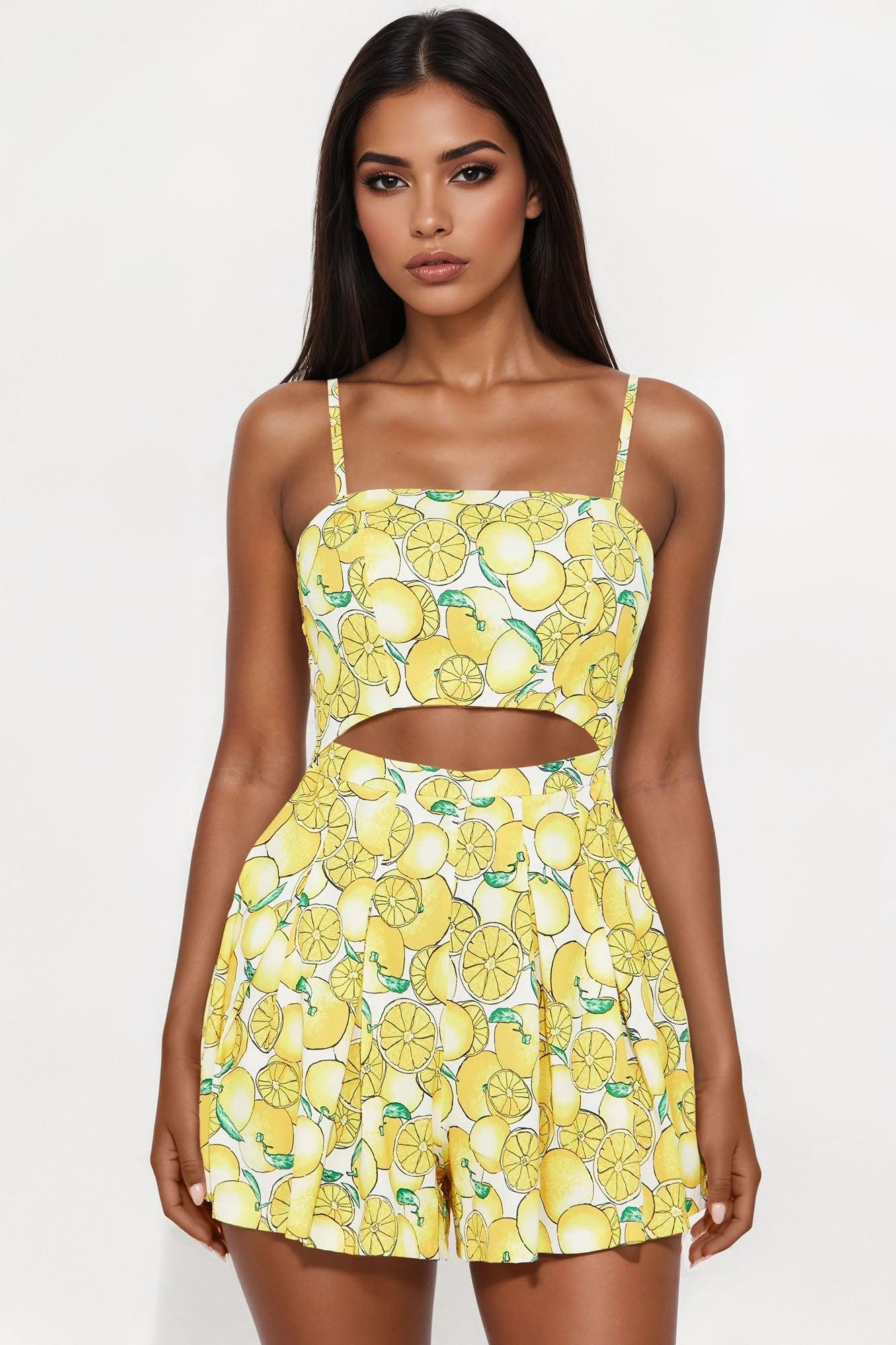 Zesty Escape Romper - Yellow/combo Female Product Image