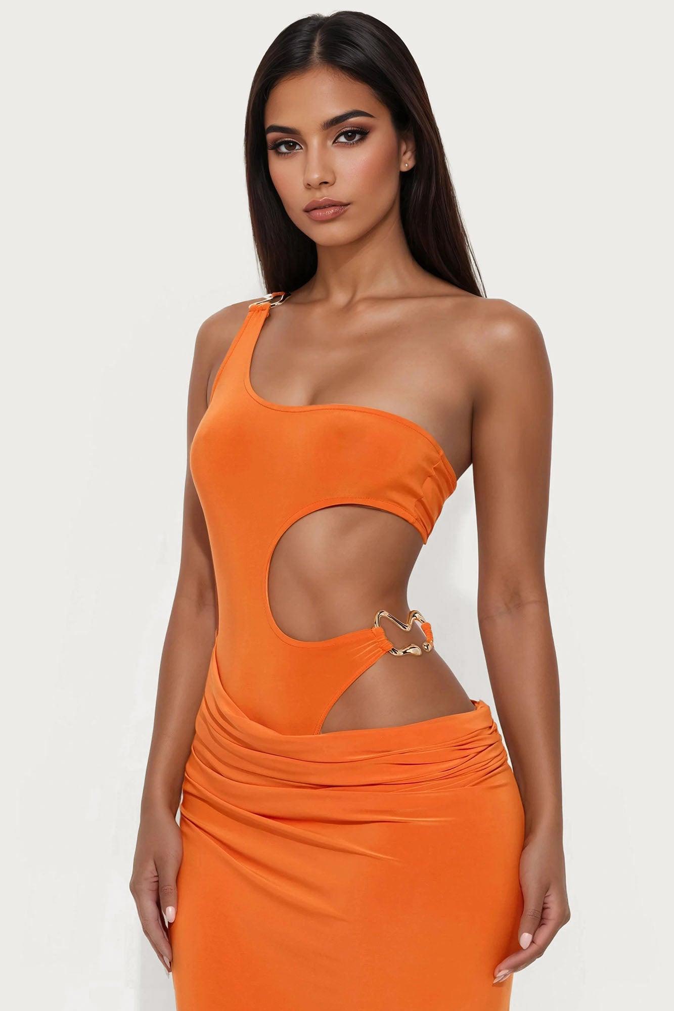Georgina Cut Out Maxi Dress - Orange Female Product Image