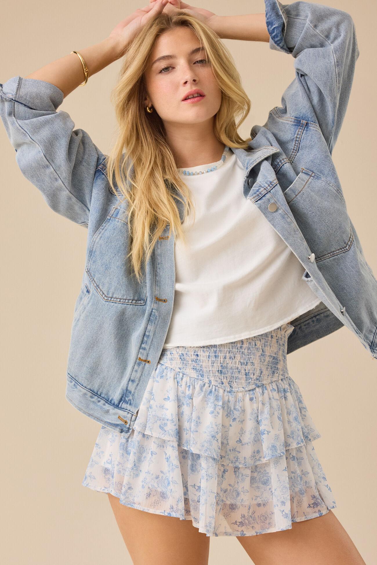 Zara Smocked Floral Mini Skirt Product Image