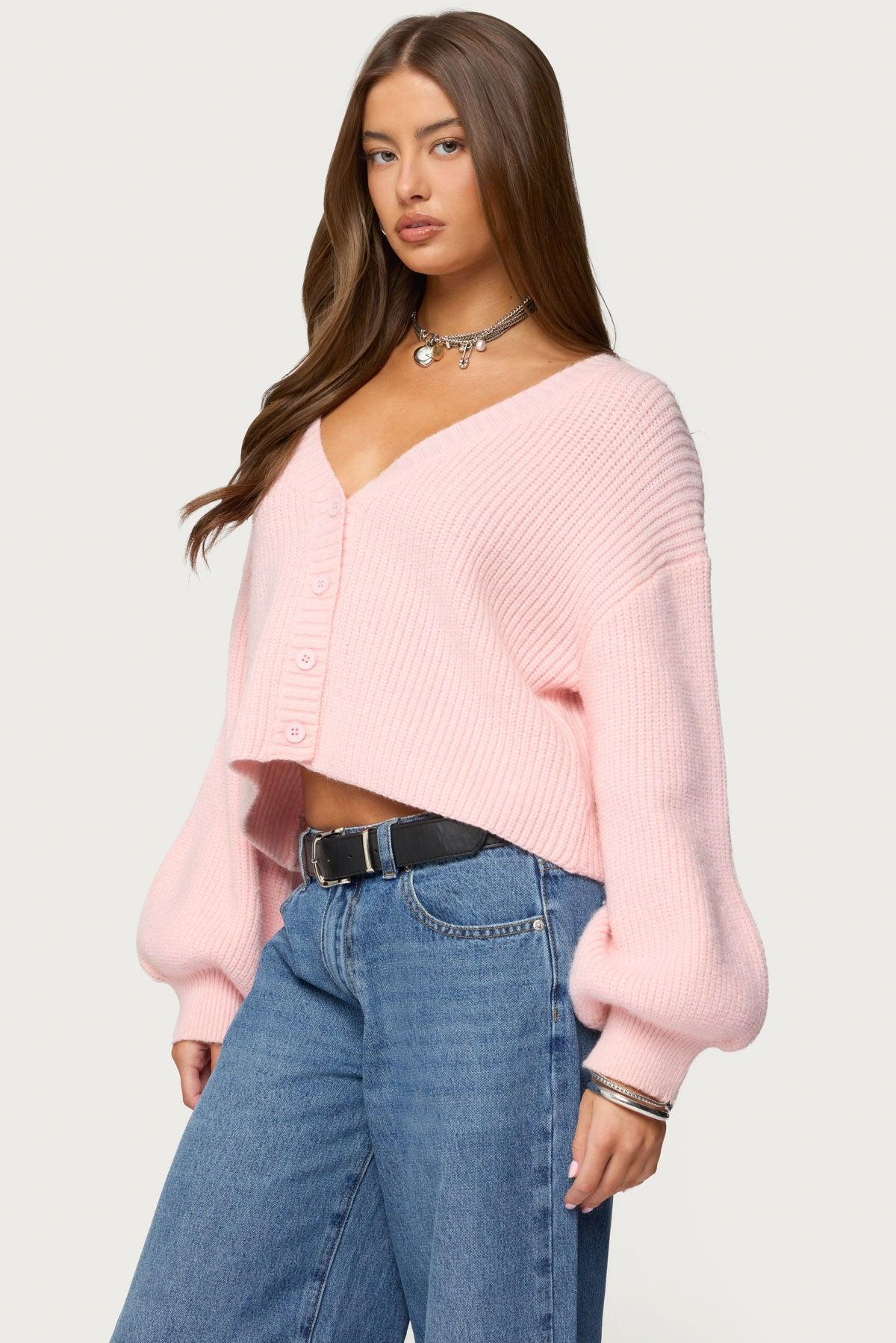 Sabrina Chunky Knit Cropped Cardigan Product Image