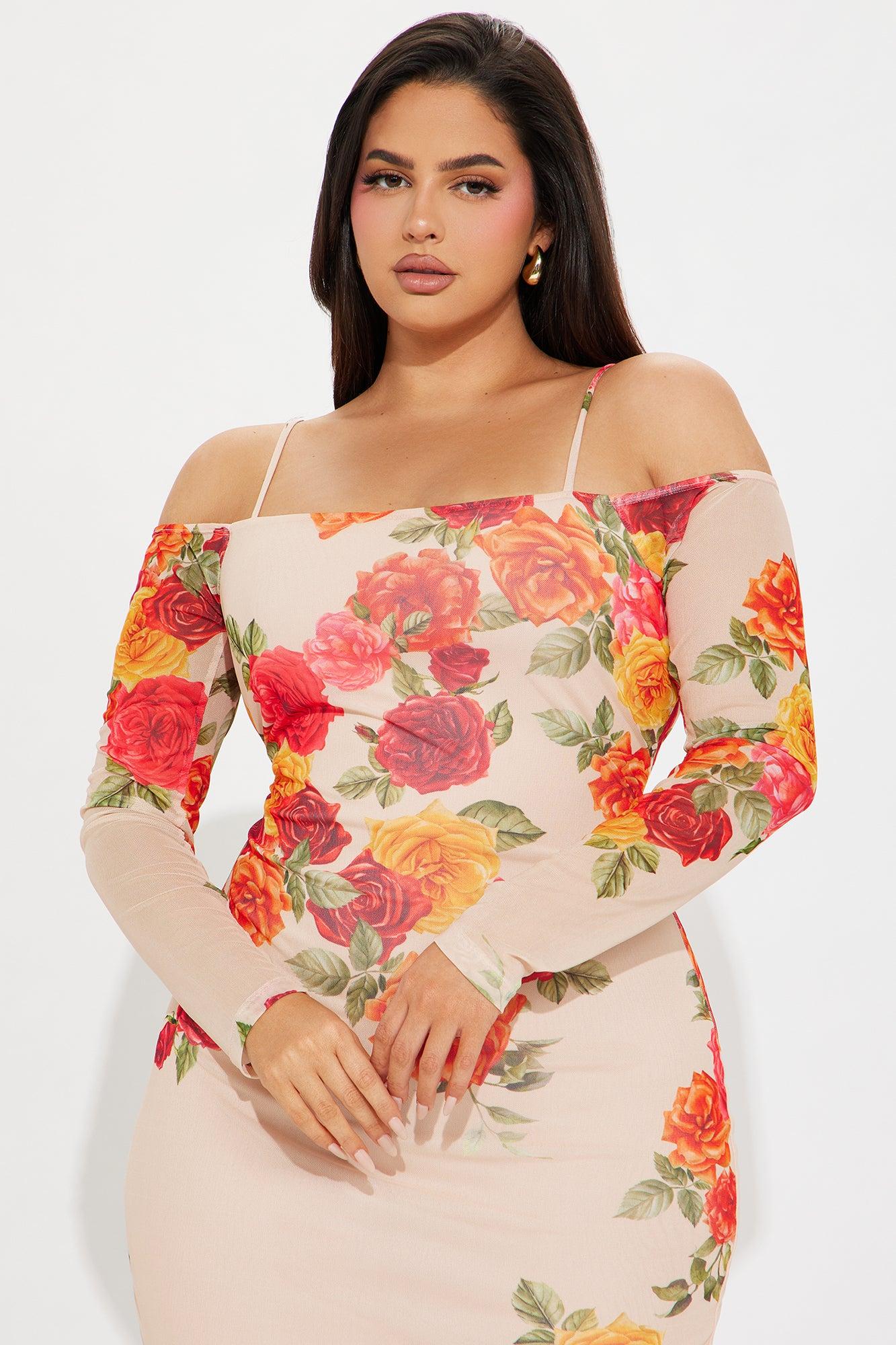 Danielle Mesh Midi Dress - Nude/combo Product Image