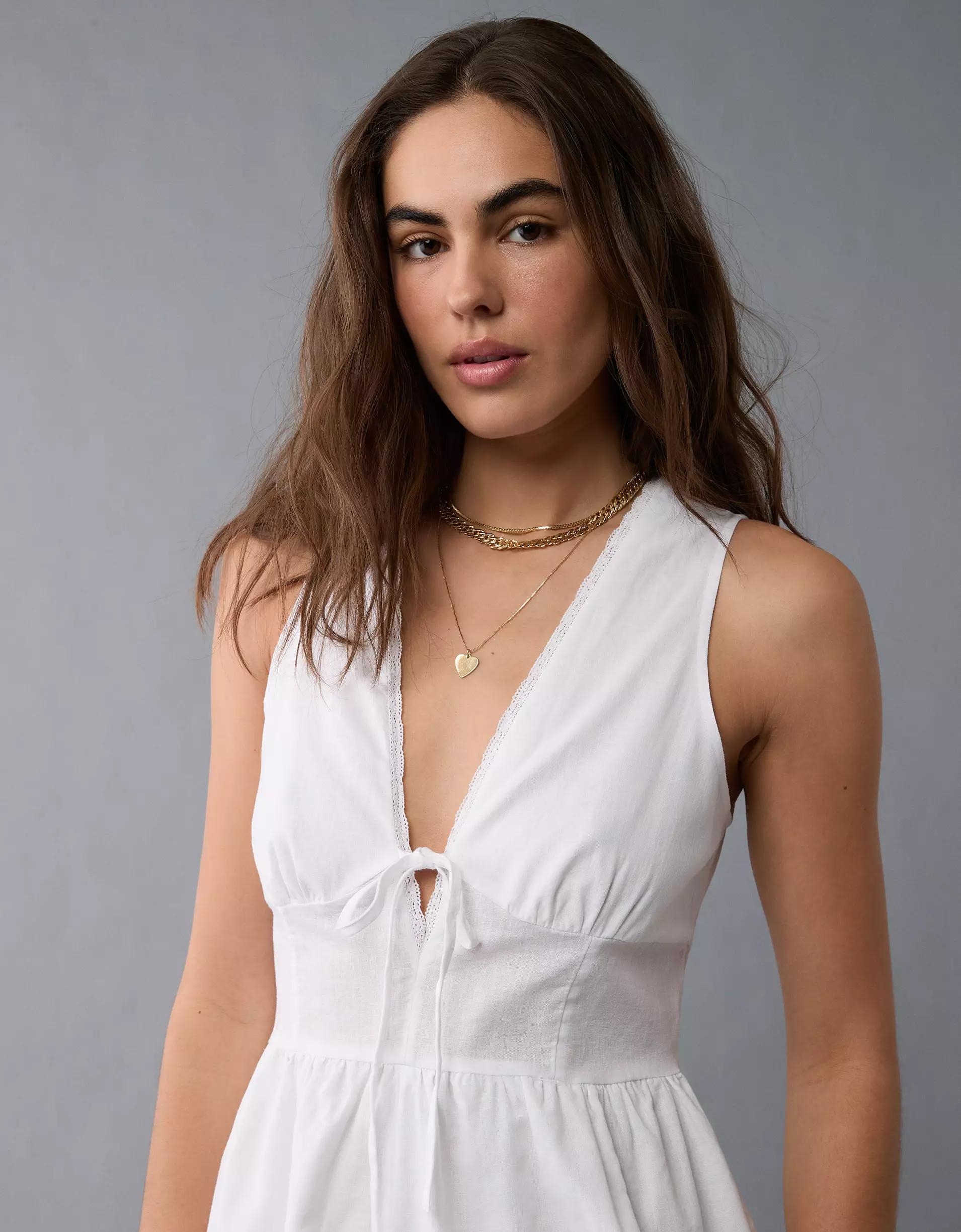 AE Tie Front V-Neck Romper Product Image