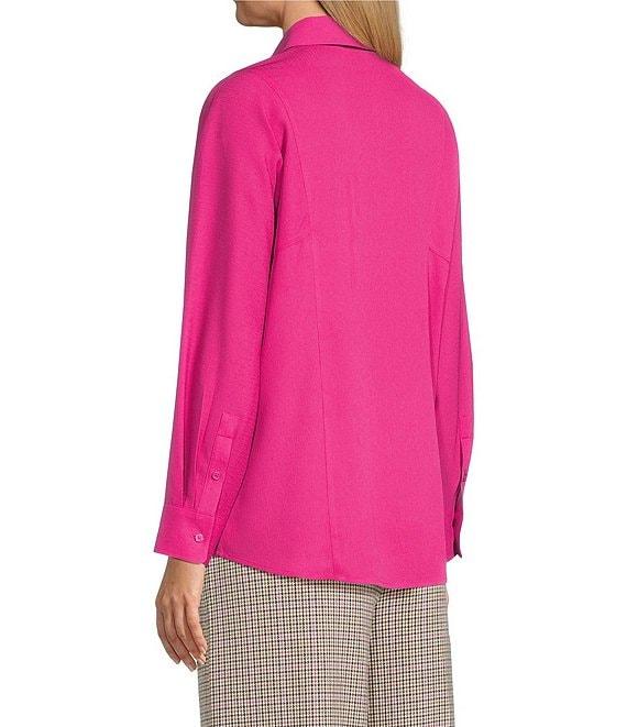 Investments Dolman Long Sleeve Button Front Point Collar Blouse Product Image