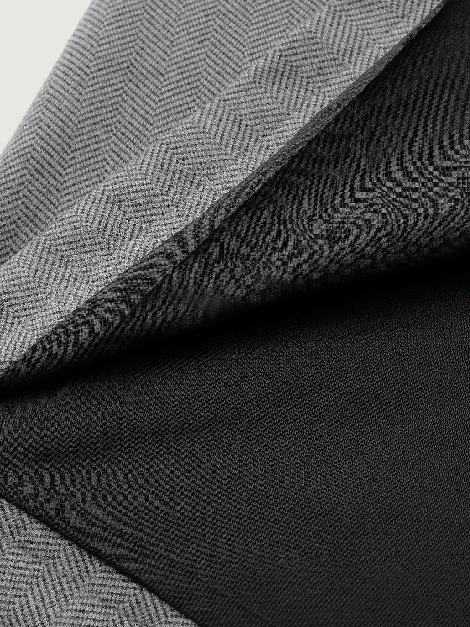 Herringbone Button Belted Lined Coat Female Product Image