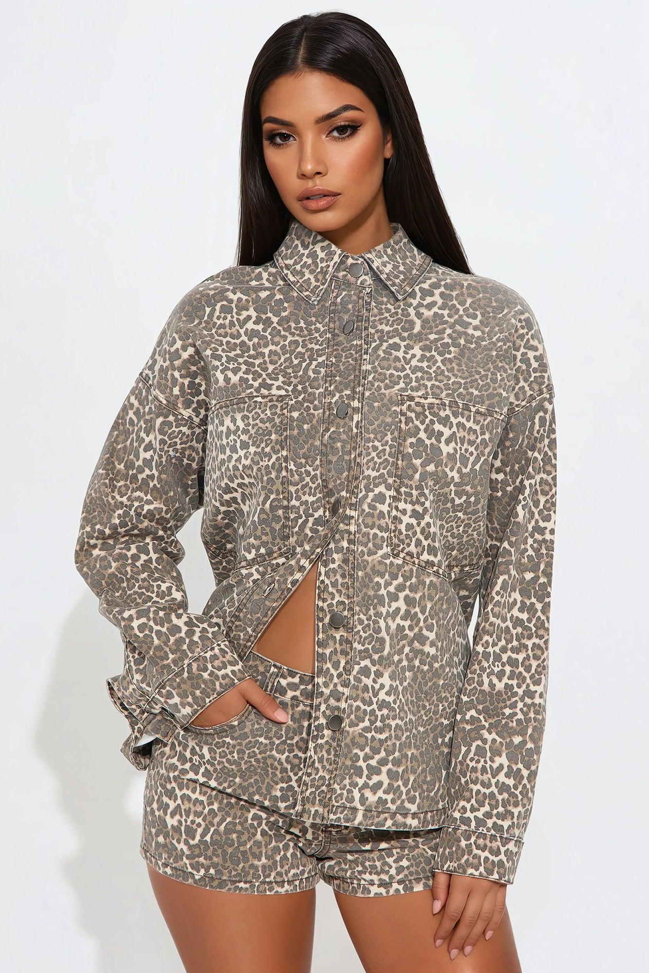 Wild About It Leopard Short Set - Brown/combo Product Image