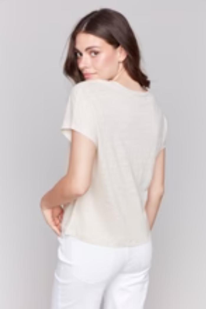 Foil Print Sleeve Dolman Top Product Image