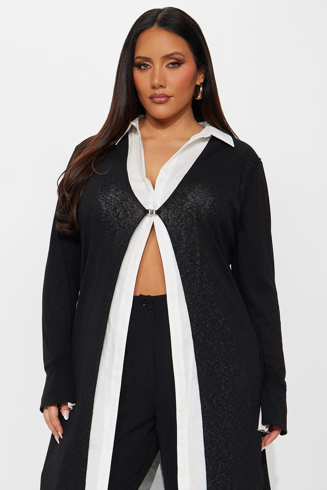 No Judgment Long Sleeve Collared Jumpsuit - Black/White Female Product Image