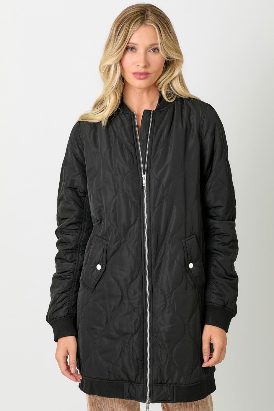 Quilted Long Bomber Jacket Product Image