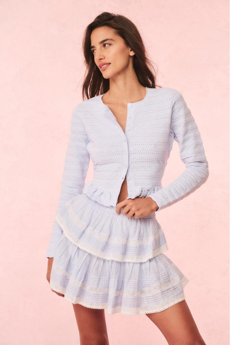 Rogan Pointelle Knit Cardigan - MORNING SKY Product Image