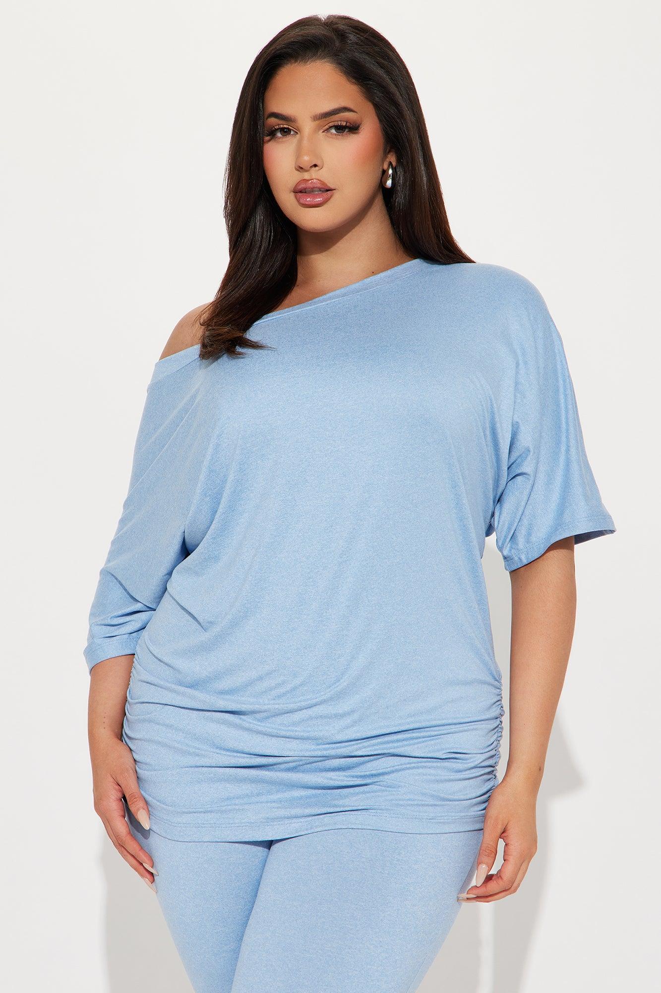 Camila Short Sleeve Legging Set - Blue Product Image