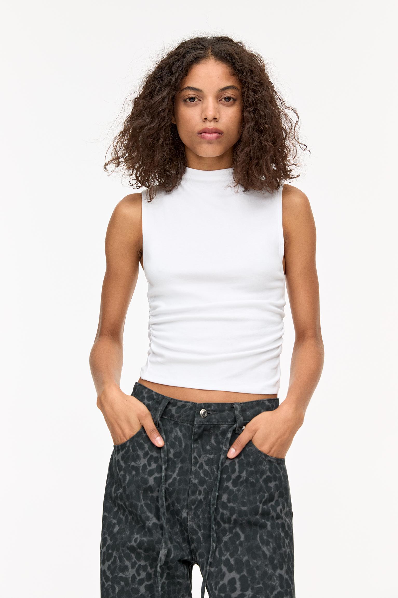 High neck gathered top Product Image