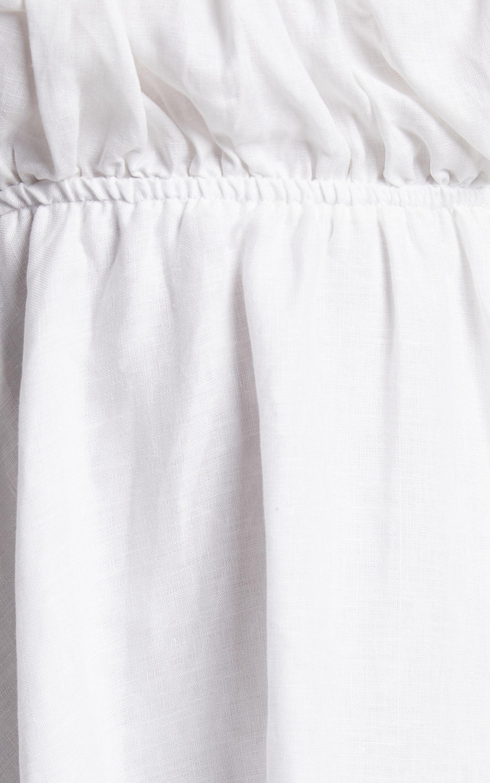 Amalie The Label - Hamyya Linen Tie Back Puff Sleeve Mini Linen Dress in White Product Image