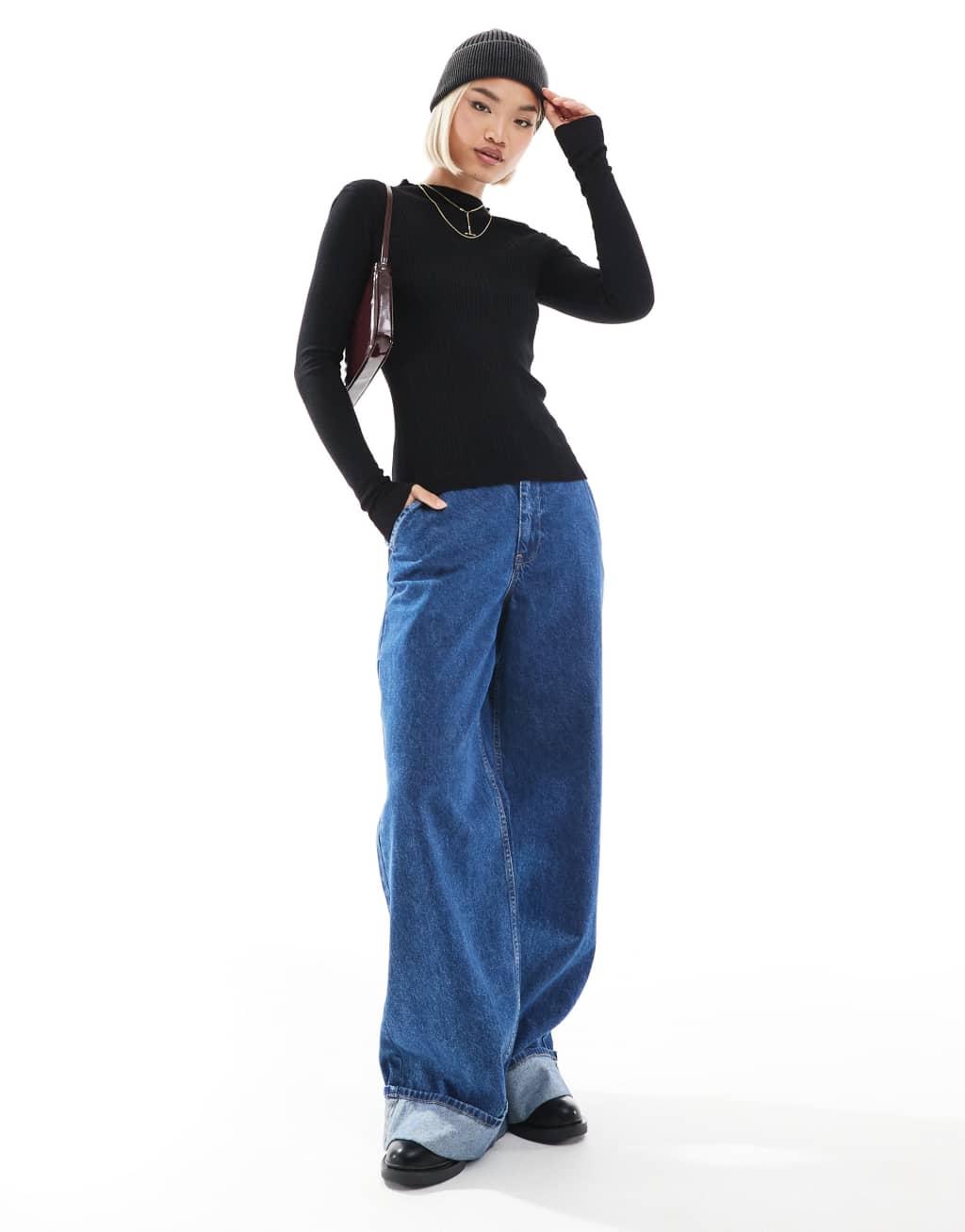 Threadbare fitted turtleneck sweater in black Product Image