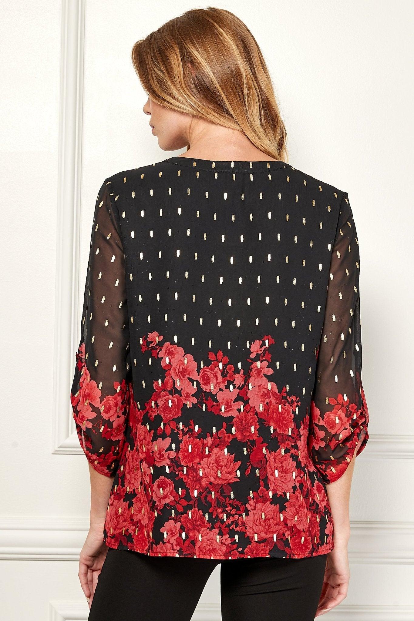 3/4 Sleeve Tab Mandarin Collar Popover Product Image