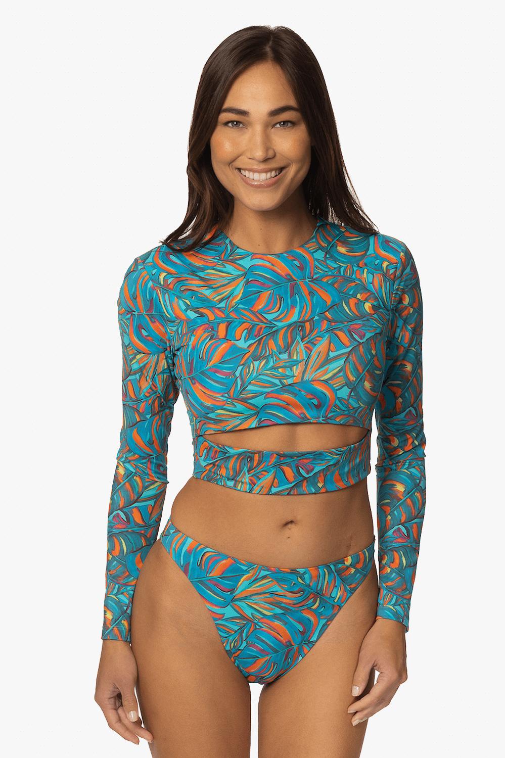 Taranaki Long Sleeved Crop Cut-Out Rashguard - Paradise Female Product Image