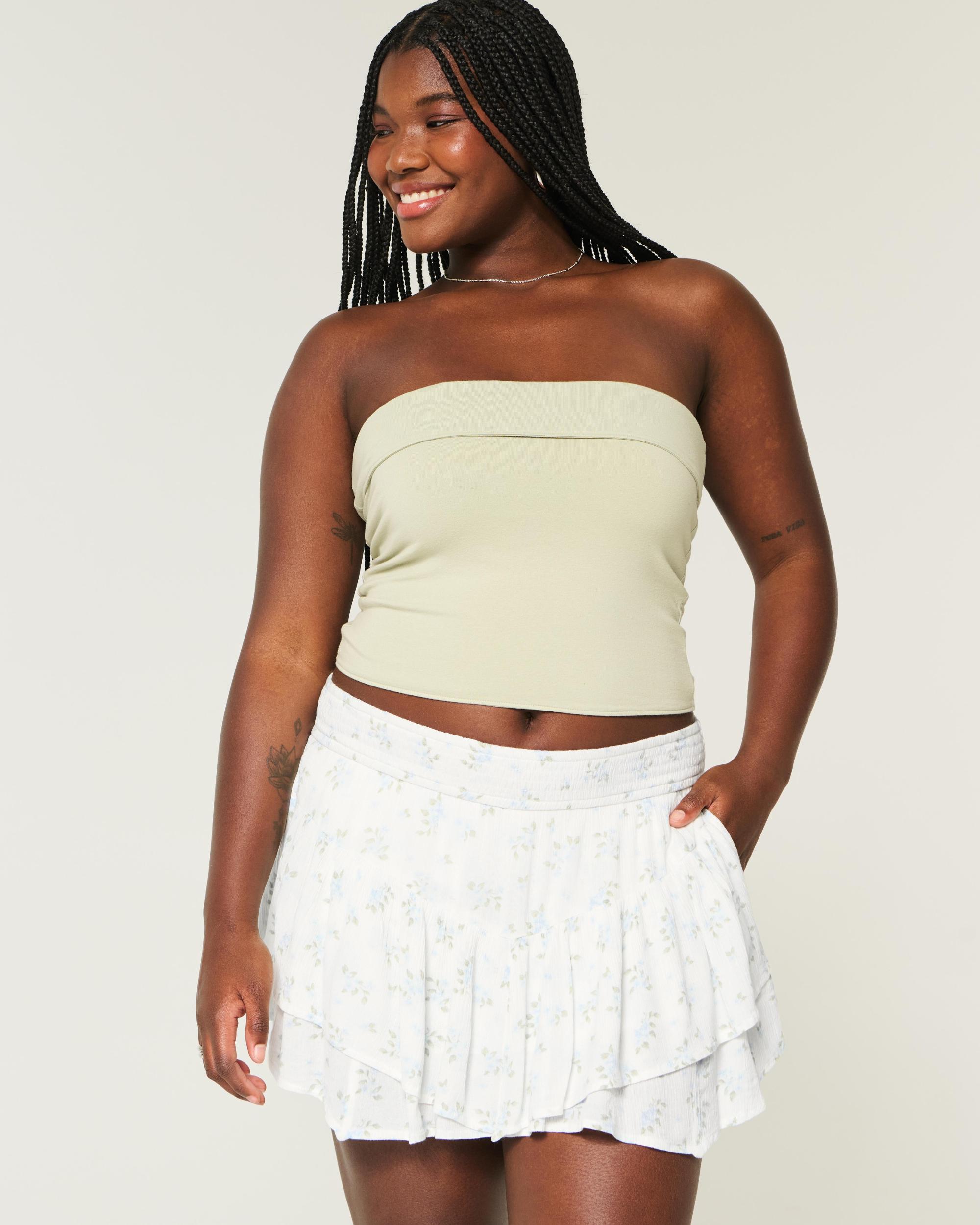 Asymmetrical Hem Tiered Mini Skort Product Image
